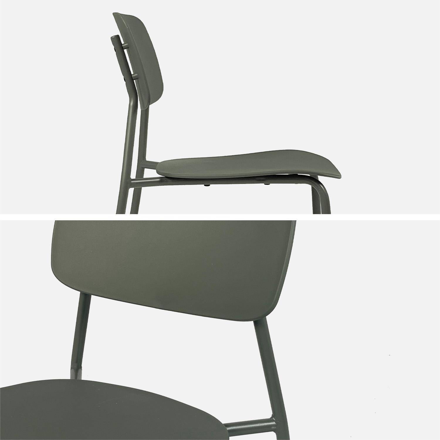 Tuintafel + 2 stoelen metaal 70 x 70cm kaki - Amélia + Liva Photo4