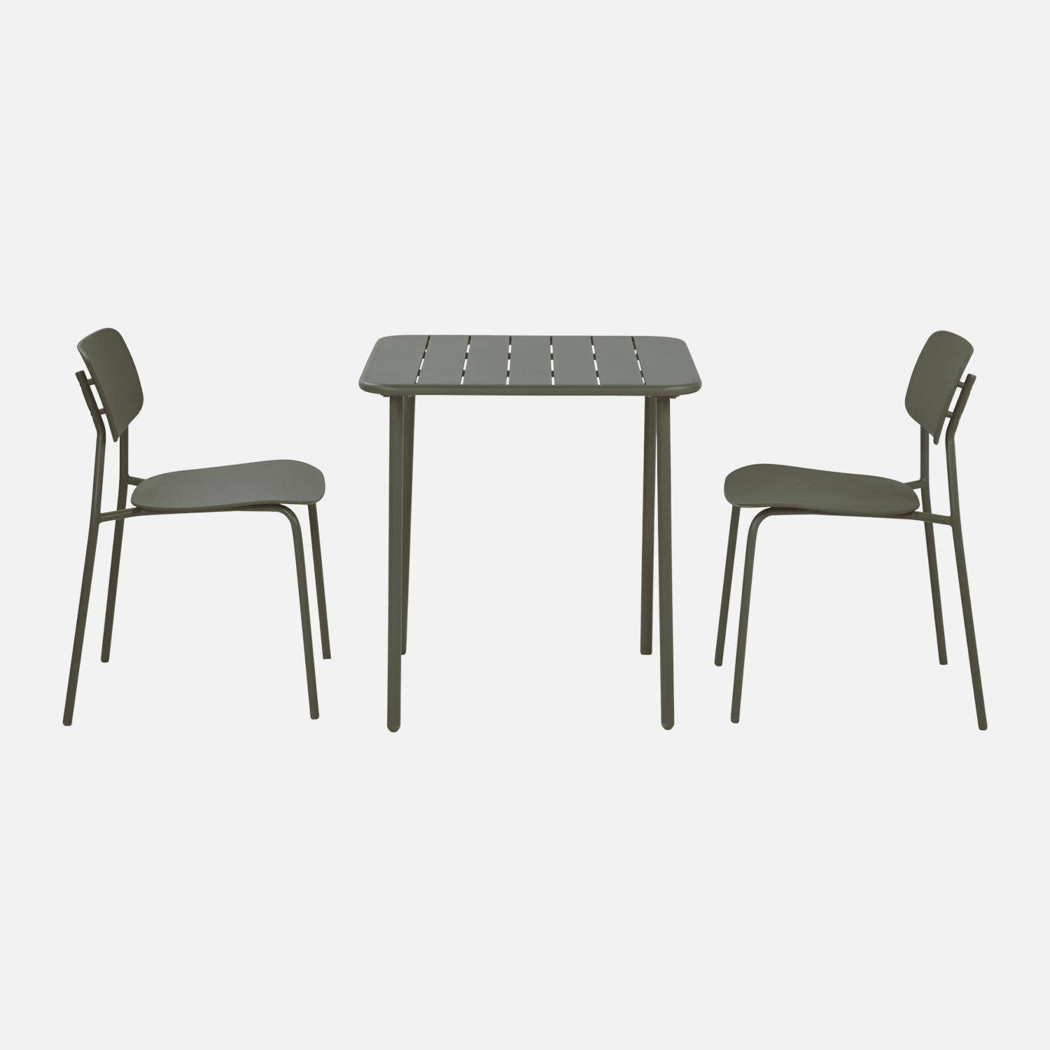 Tuintafel + 2 stoelen metaal 70 x 70cm kaki - Amélia + Liva,sweeek,Photo2