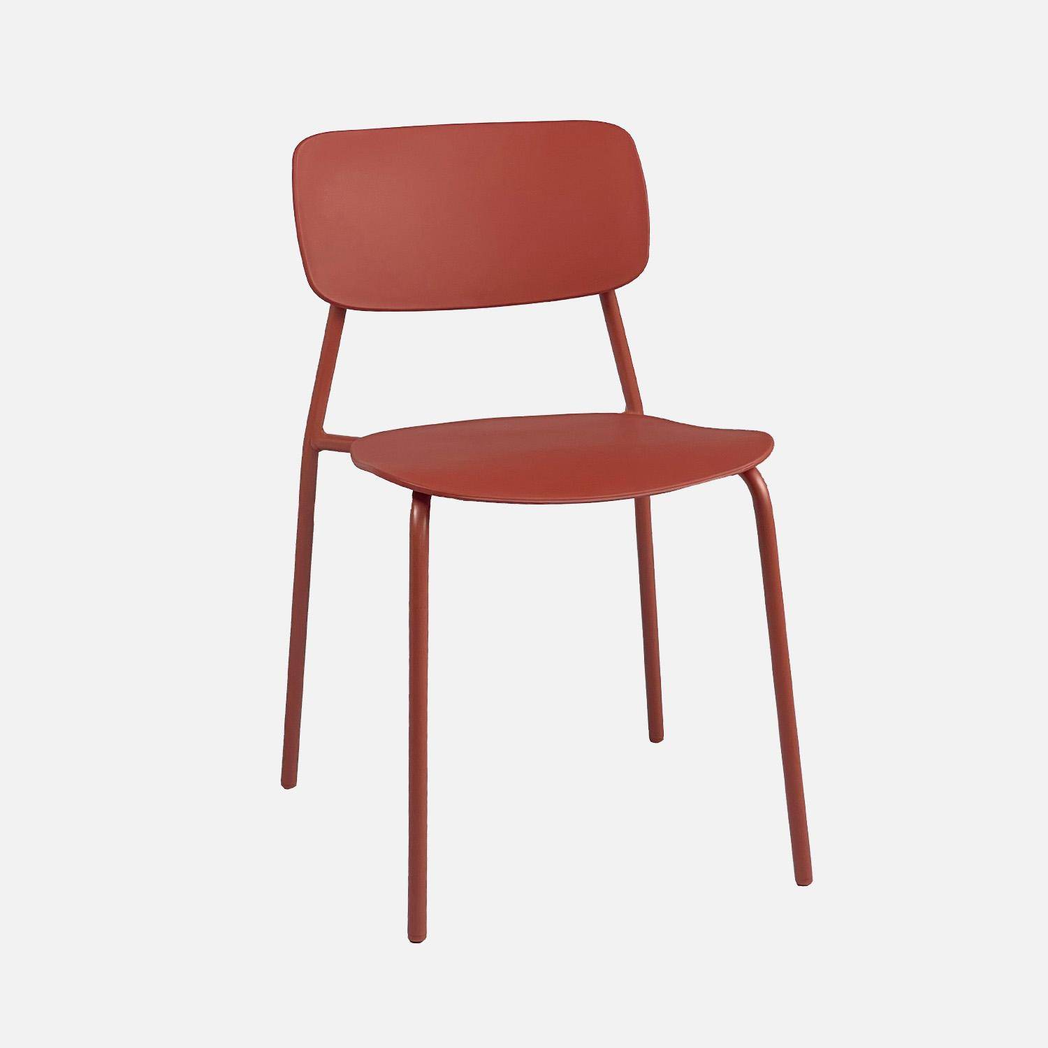 Table de jardin métal + 2 assises terracotta, Amelia + Liva 70 x 70cm,sweeek,Photo3