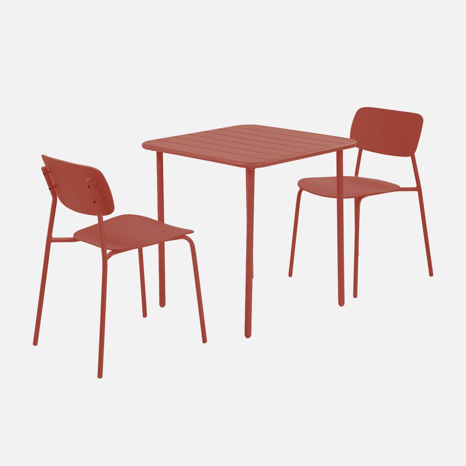 Metal garden table 70x70cm + 2 chairs terracotta - Amelia + Liva,sweeek,Photo3