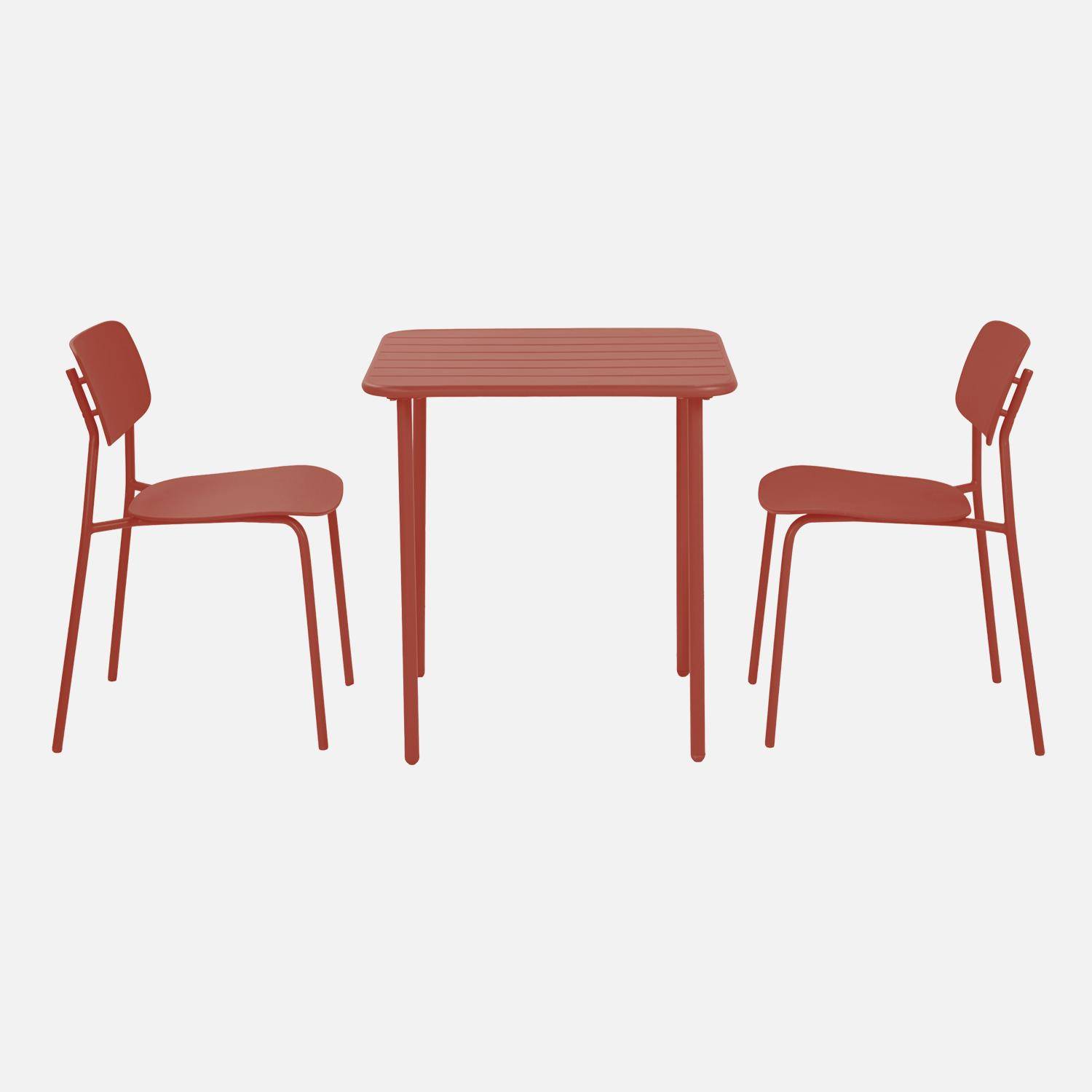 Table de jardin métal + 2 assises terracotta, Amelia + Liva 70 x 70cm Photo2