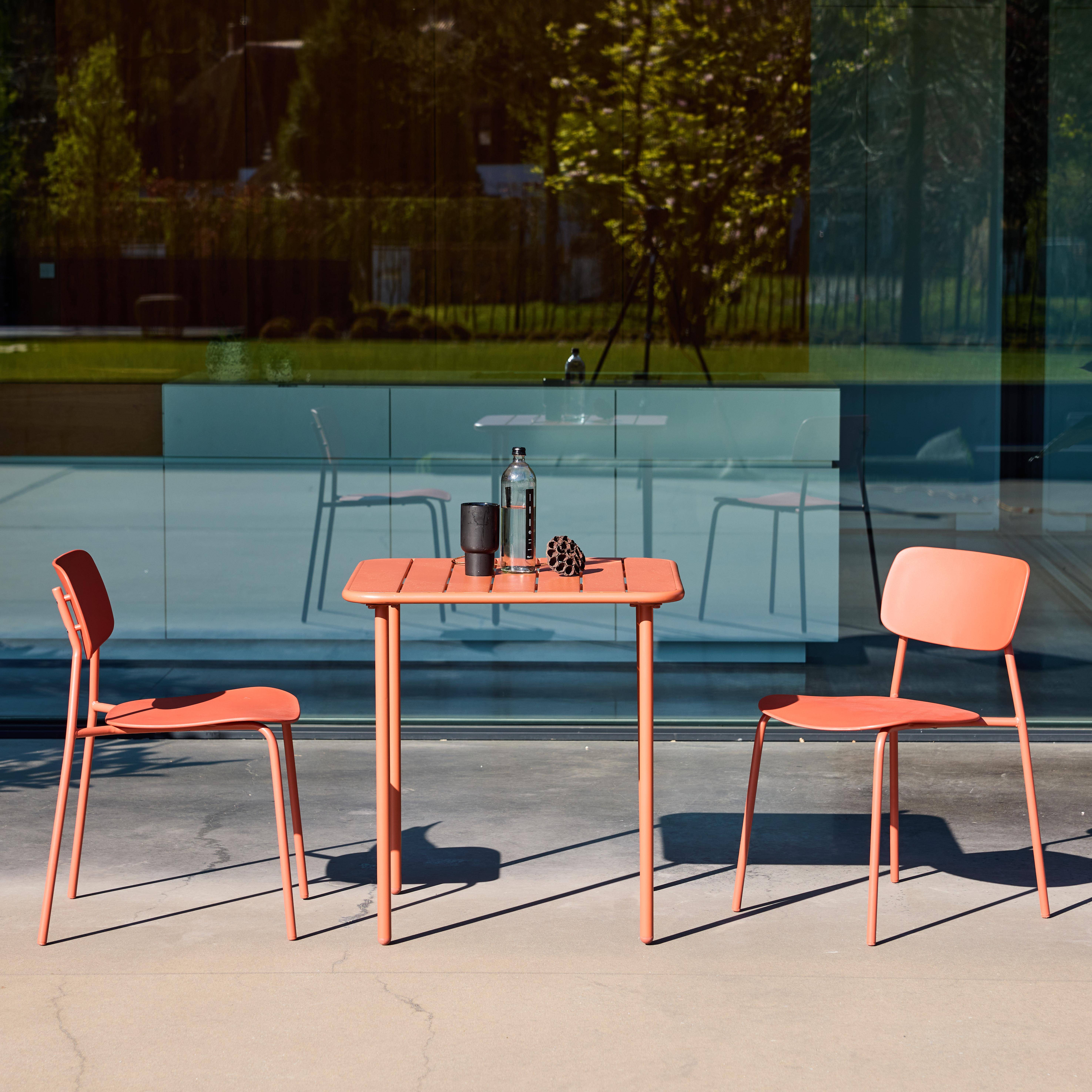 Metal garden table 70x70cm + 2 chairs terracotta - Amelia + Liva Photo1