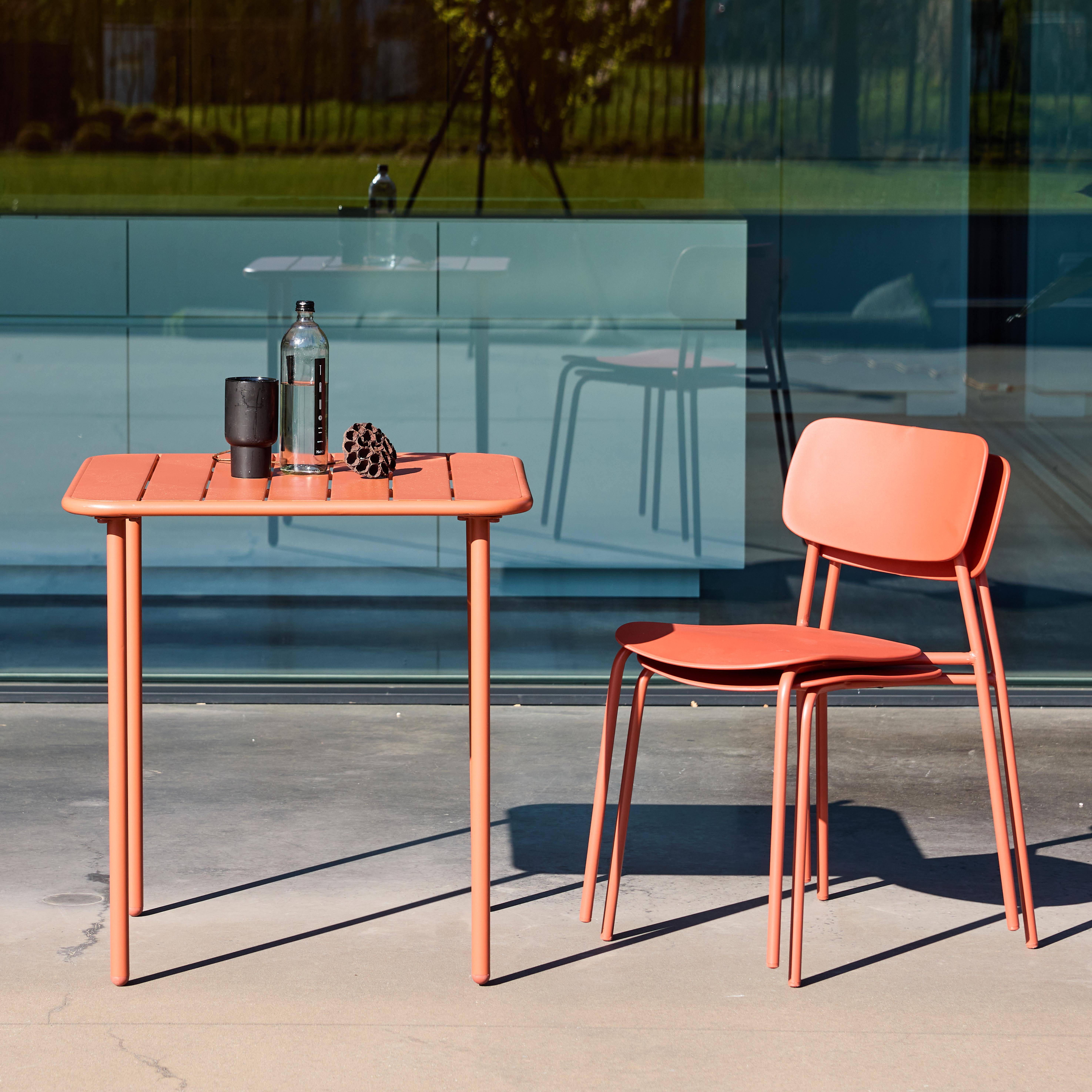 Metal garden table 70x70cm + 2 chairs terracotta - Amelia + Liva Photo2