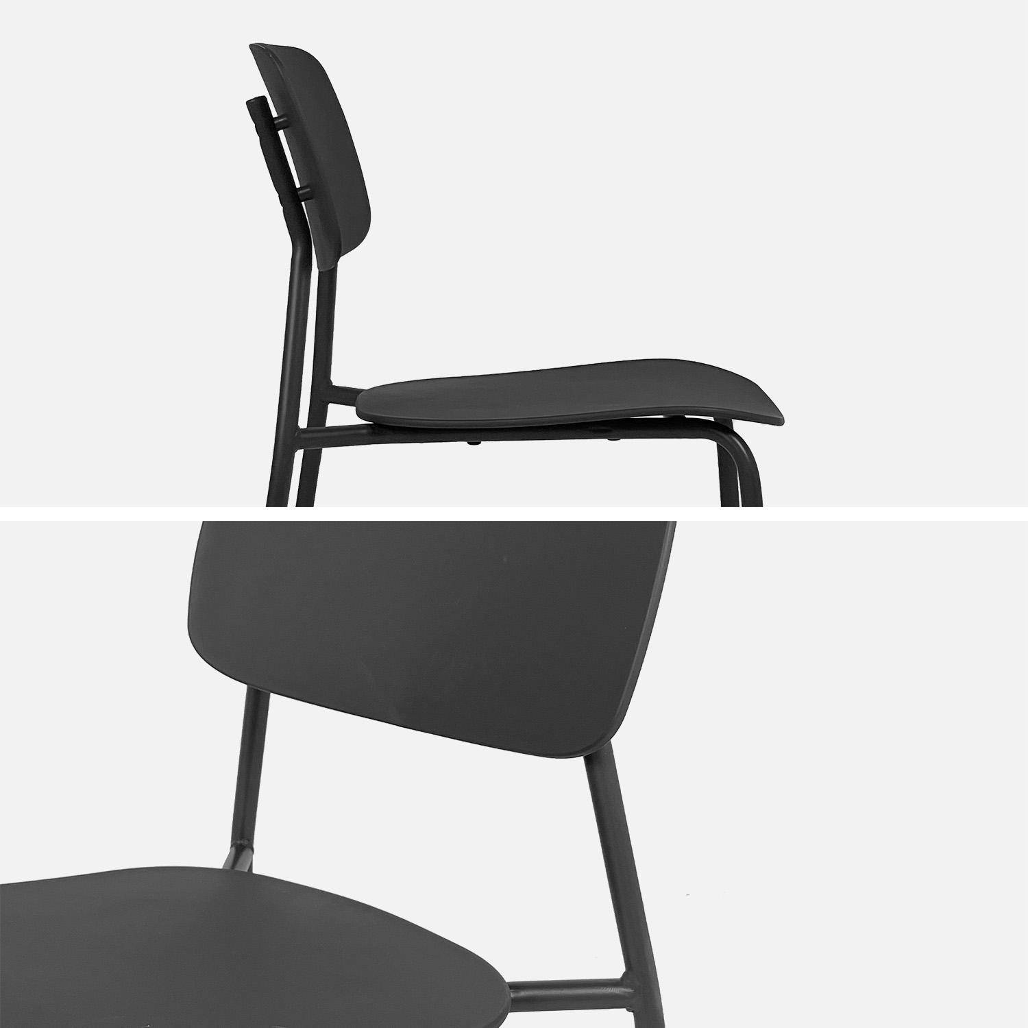 Tuintafel + 4 zitplaatsen stoelen metaal antraciet 120 x 70 x 72,5 cm - Amélia + Liva Photo6