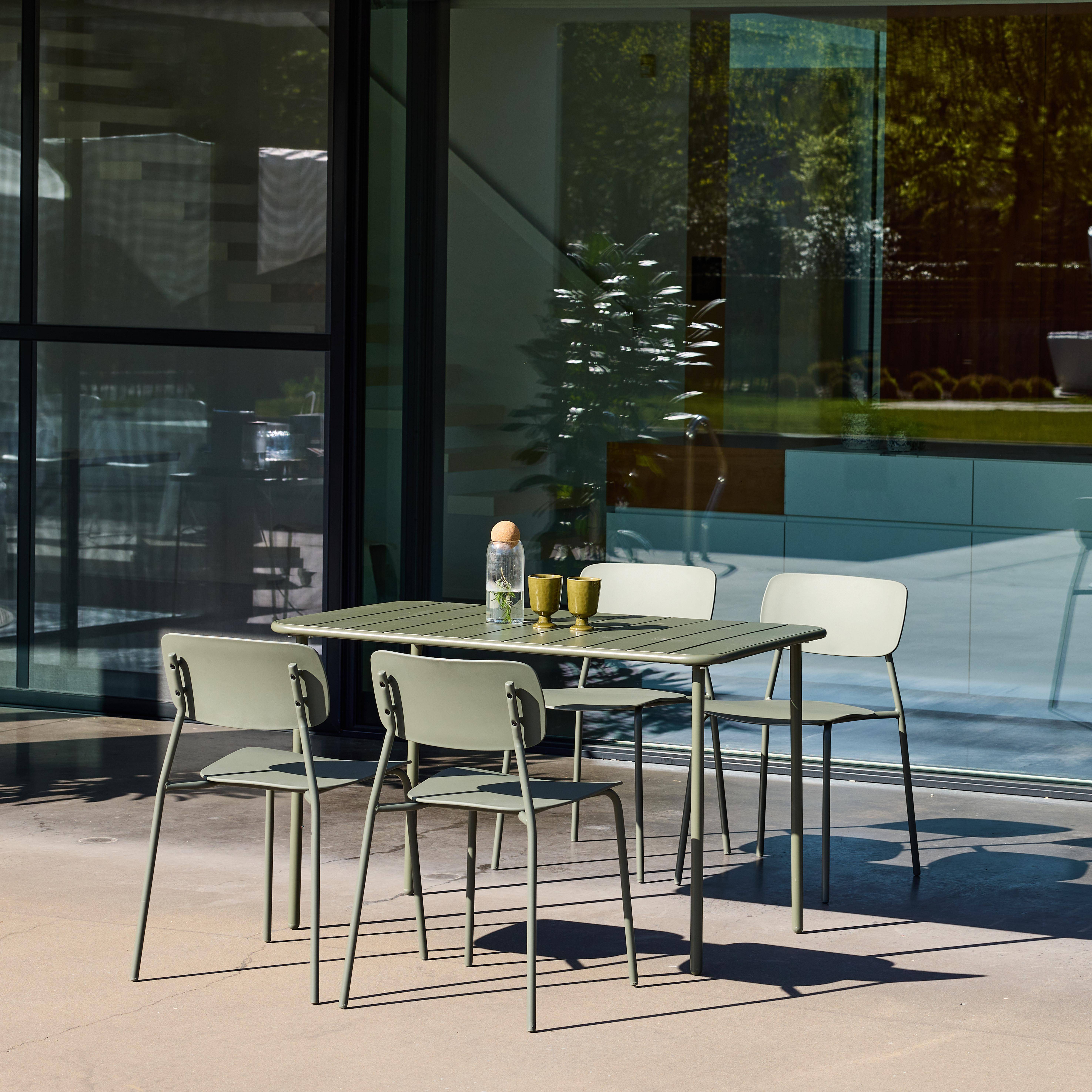 Metalowy stół ogrodowy + 4 krzesła khaki, Amélia + Liva dł. 120 x 70 x 72,5 cm,sweeek,Photo2