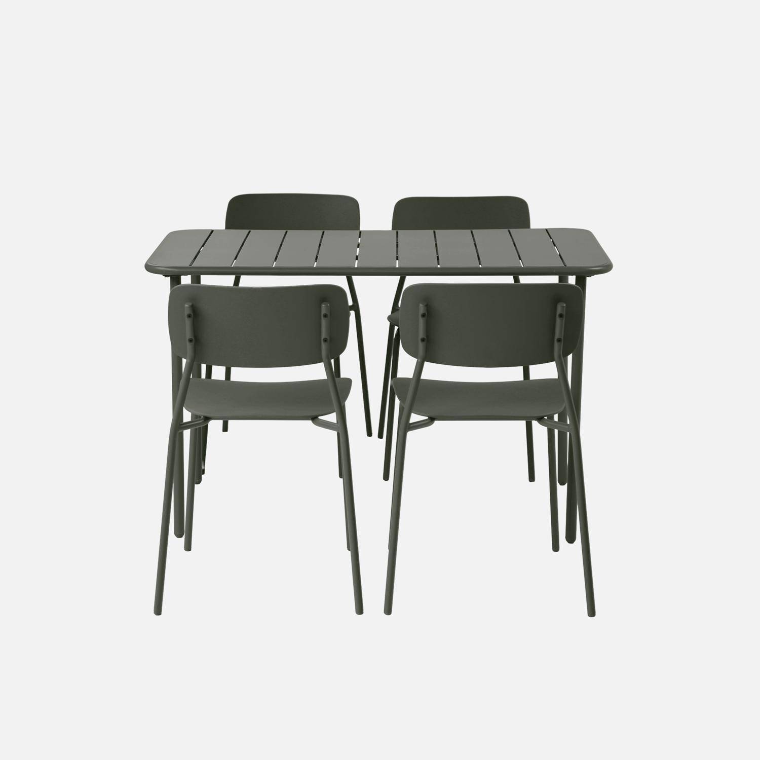 Tuintafel + 4 zitplaatsen stoelen metaal kaki 120 x 70 x 72,5 cm - Amélia + Liva,sweeek,Photo2