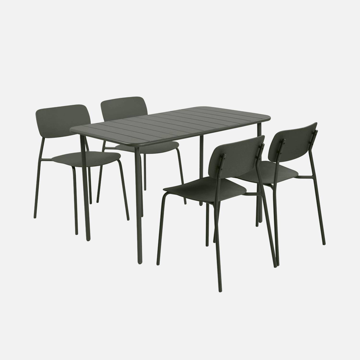 Tuintafel + 4 zitplaatsen stoelen metaal kaki 120 x 70 x 72,5 cm - Amélia + Liva Photo1