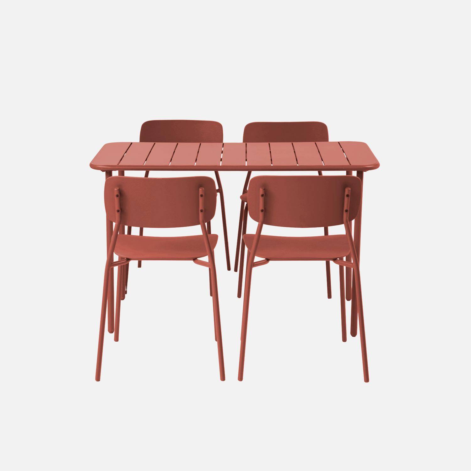 Tuintafel + 4 zitplaatsen stoelen metaal terracotta 120 x 70 x 72,5 cm - Amélia + Liva,sweeek,Photo2