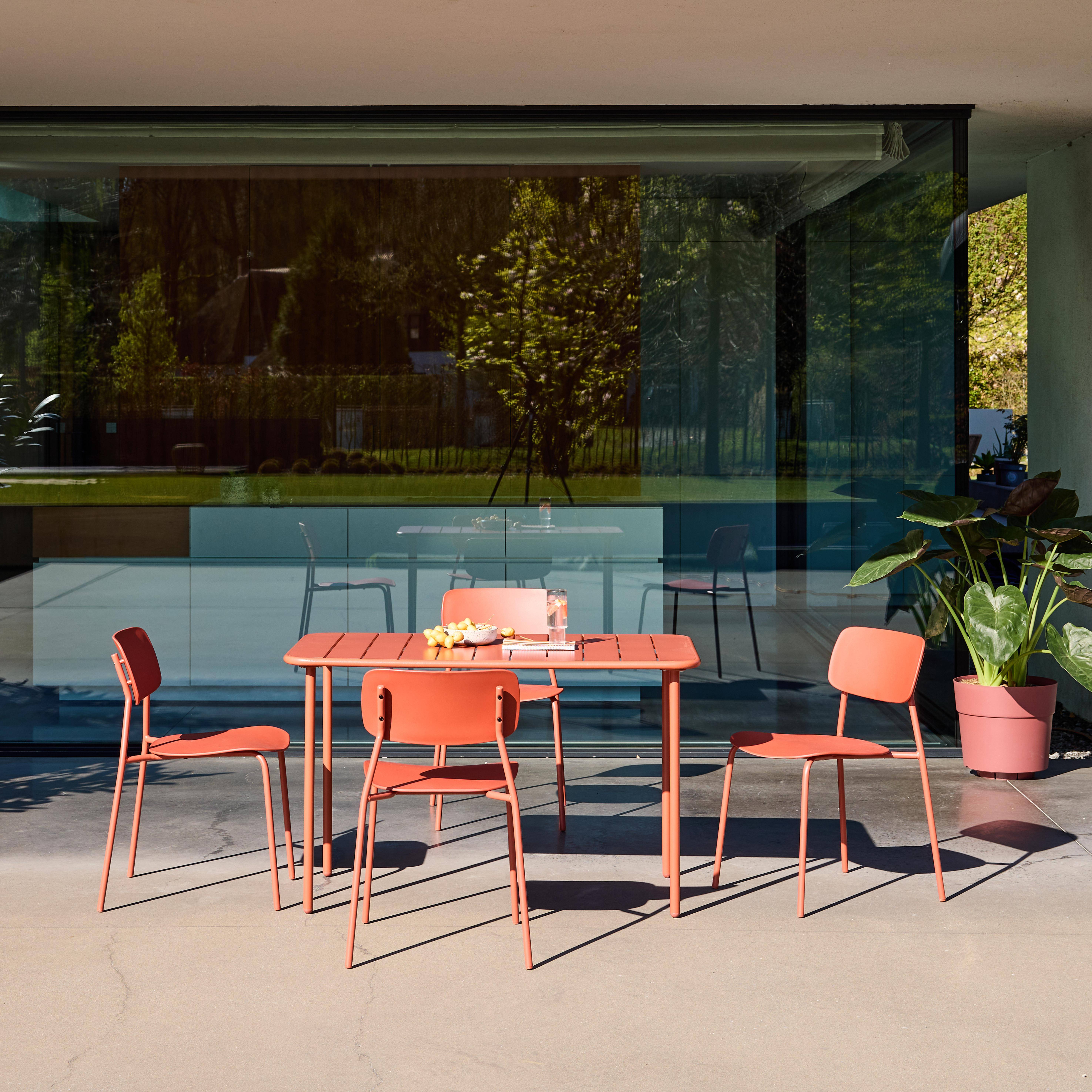 Metalowy stół ogrodowy + 4 krzesła, terakota, Amélia + Liva dł. 120 x 70 x 72,5 cm Photo2