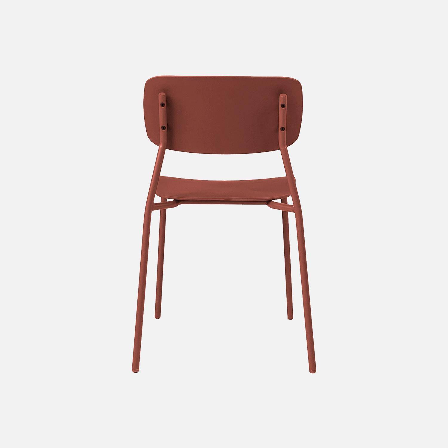 Tuintafel + 4 zitplaatsen stoelen metaal terracotta 120 x 70 x 72,5 cm - Amélia + Liva Photo5