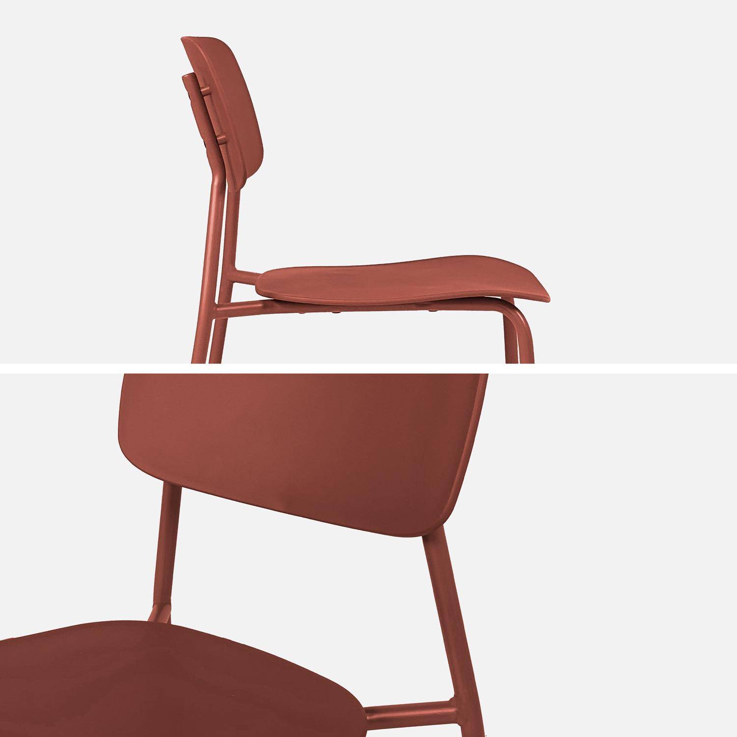 Tuintafel + 4 zitplaatsen stoelen metaal terracotta 120 x 70 x 72,5 cm - Amélia + Liva Photo6