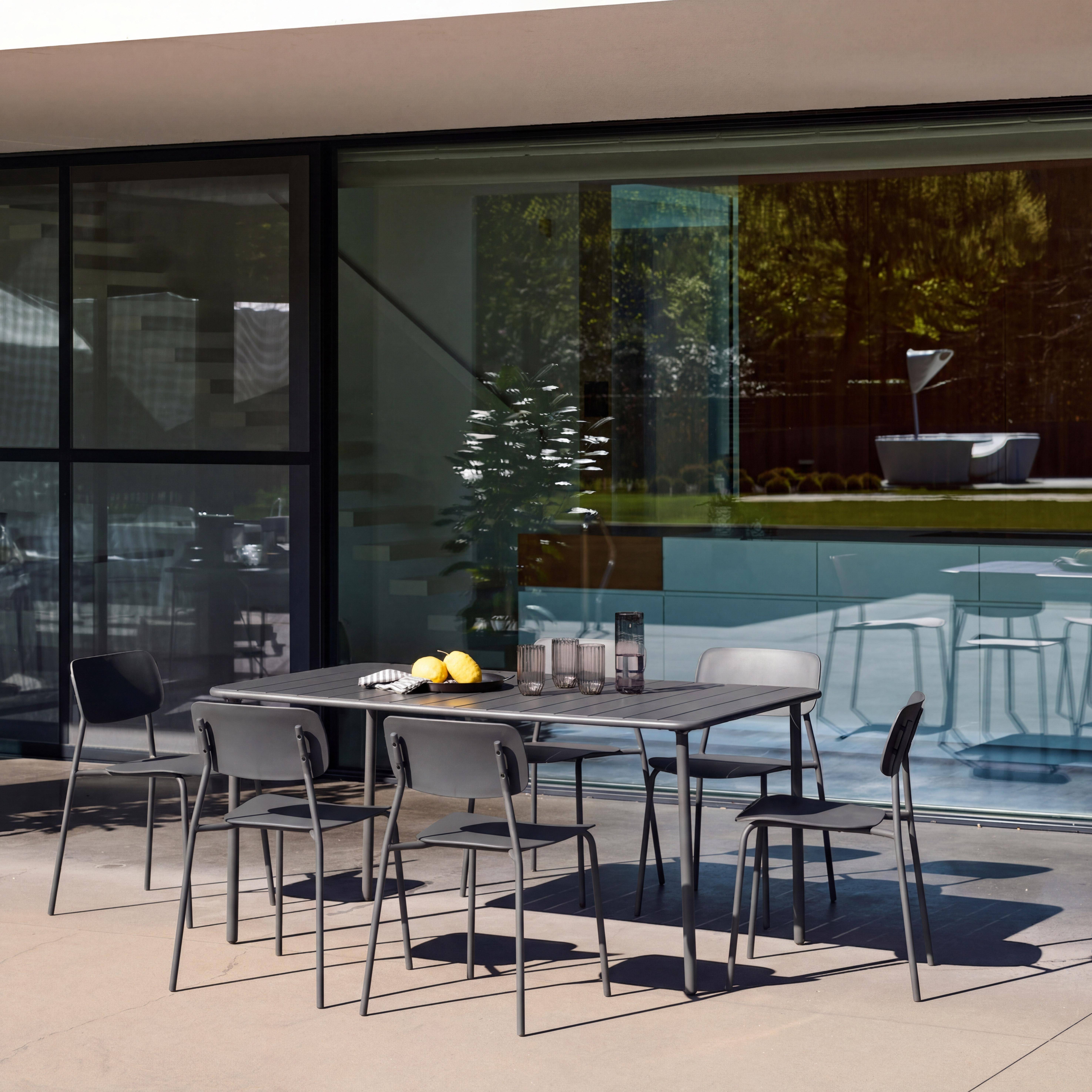 Mesa de jardín de metal con 6 sillas Antracita - 160x90x72.5 cm,sweeek,Photo1