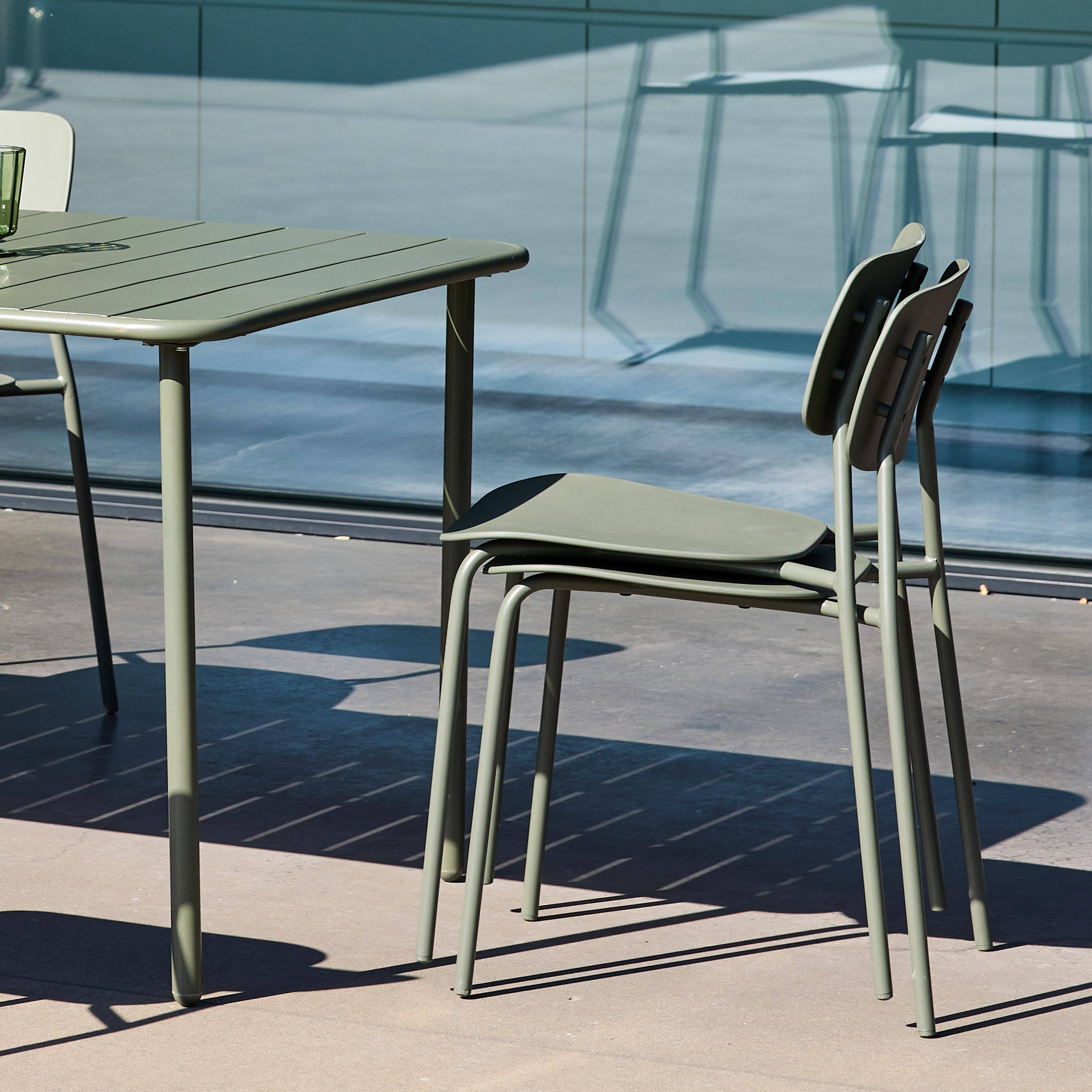 Table de jardin métal + 6 assises kaki, Amélia + Liva 160 x 90 x 72,5cm Photo5