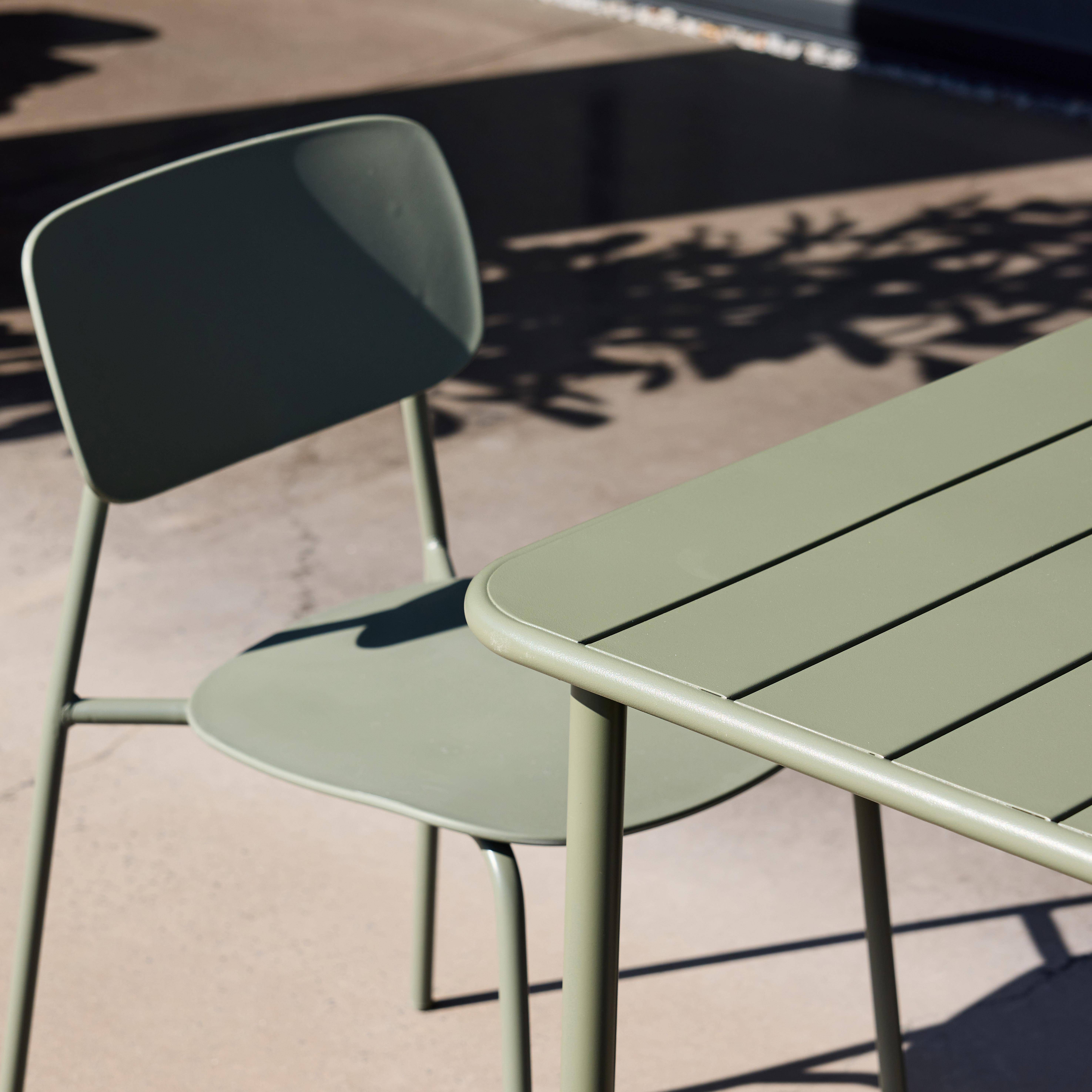 Mesa de jardín de metal con 6 sillas Verde kaki - 160x90x72.5 cm Photo3
