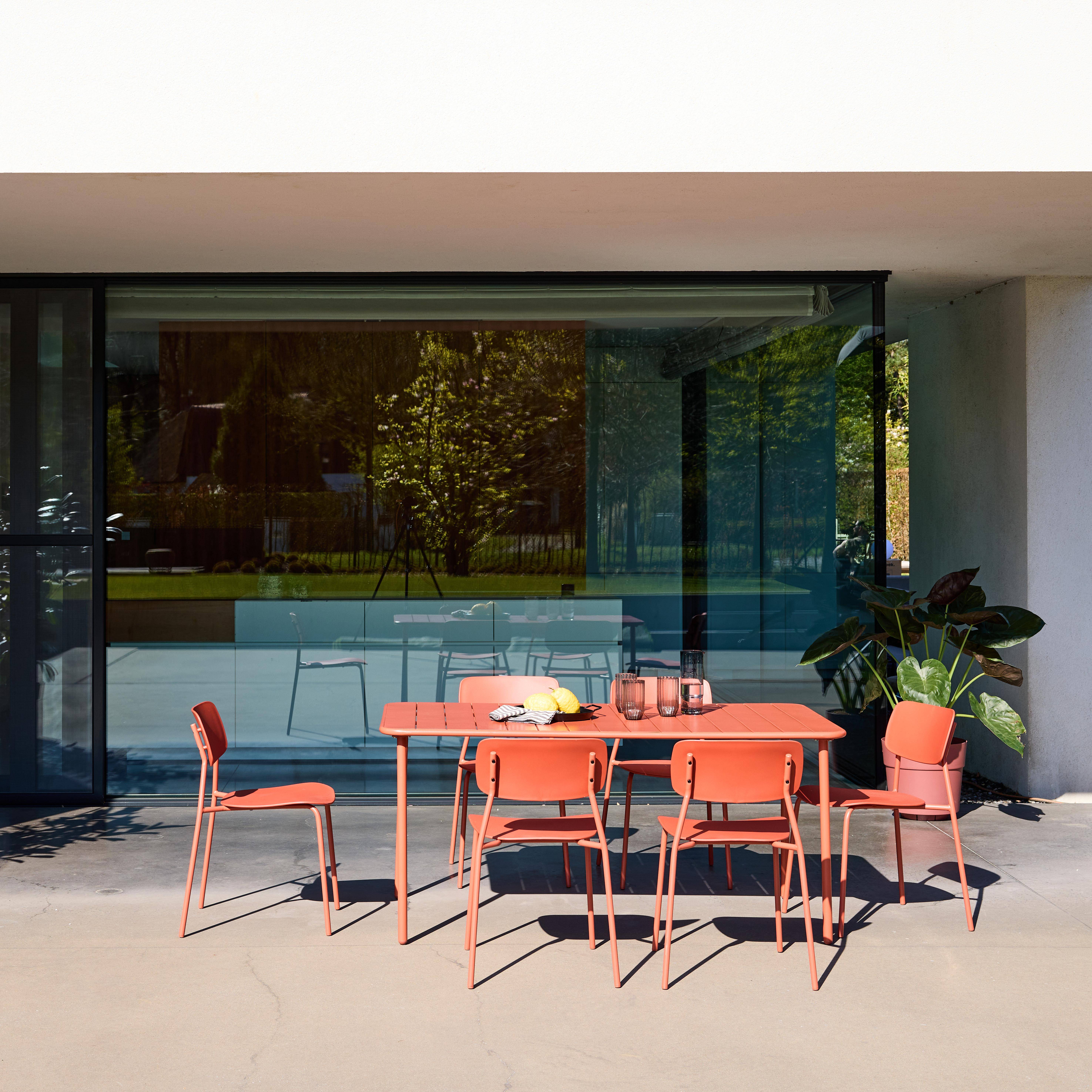 Mesa de jardín de metal con 6 sillas Terracota - 160x90x72.5 cm,sweeek,Photo2