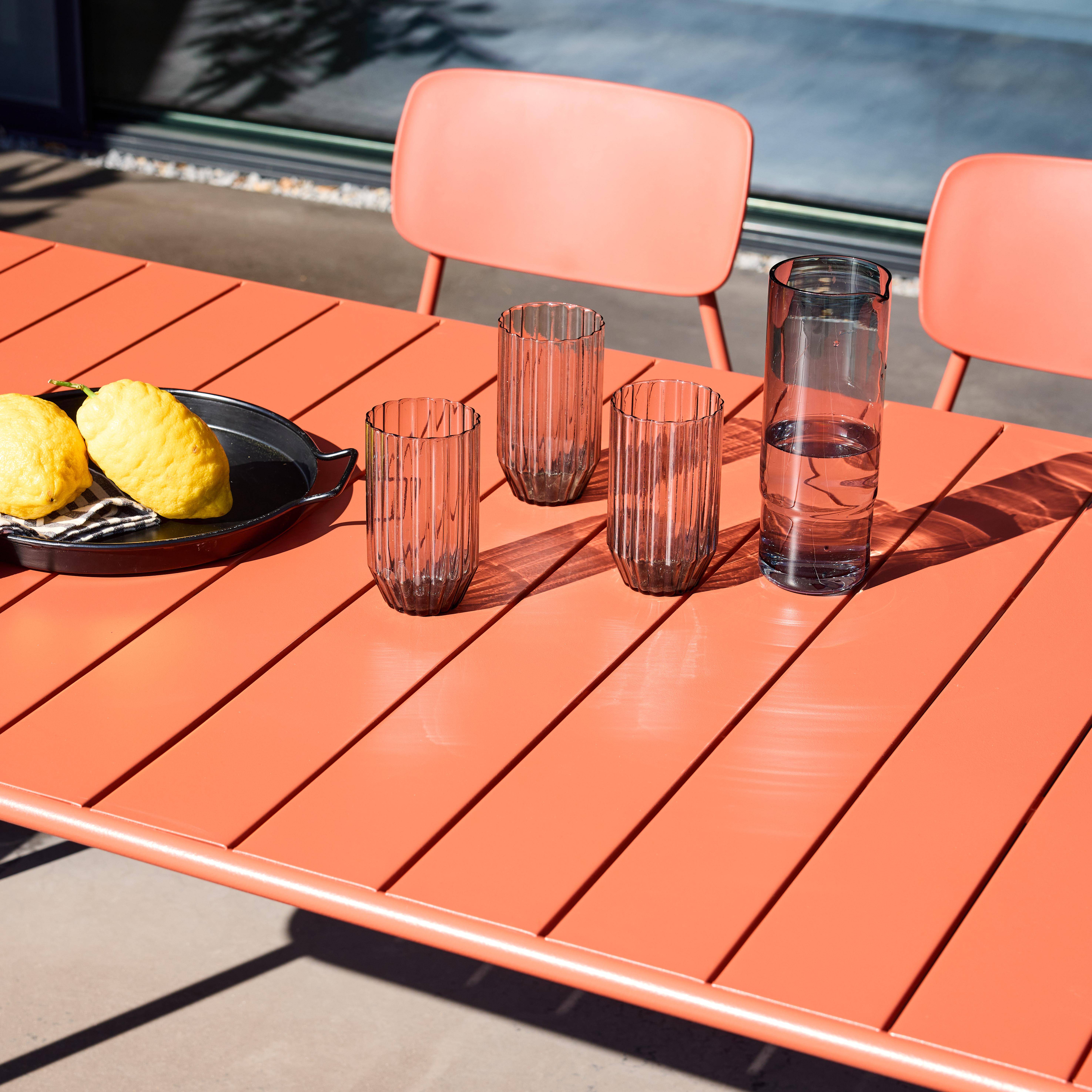 Mesa de jardín de metal con 6 sillas Terracota - 160x90x72.5 cm,sweeek,Photo3