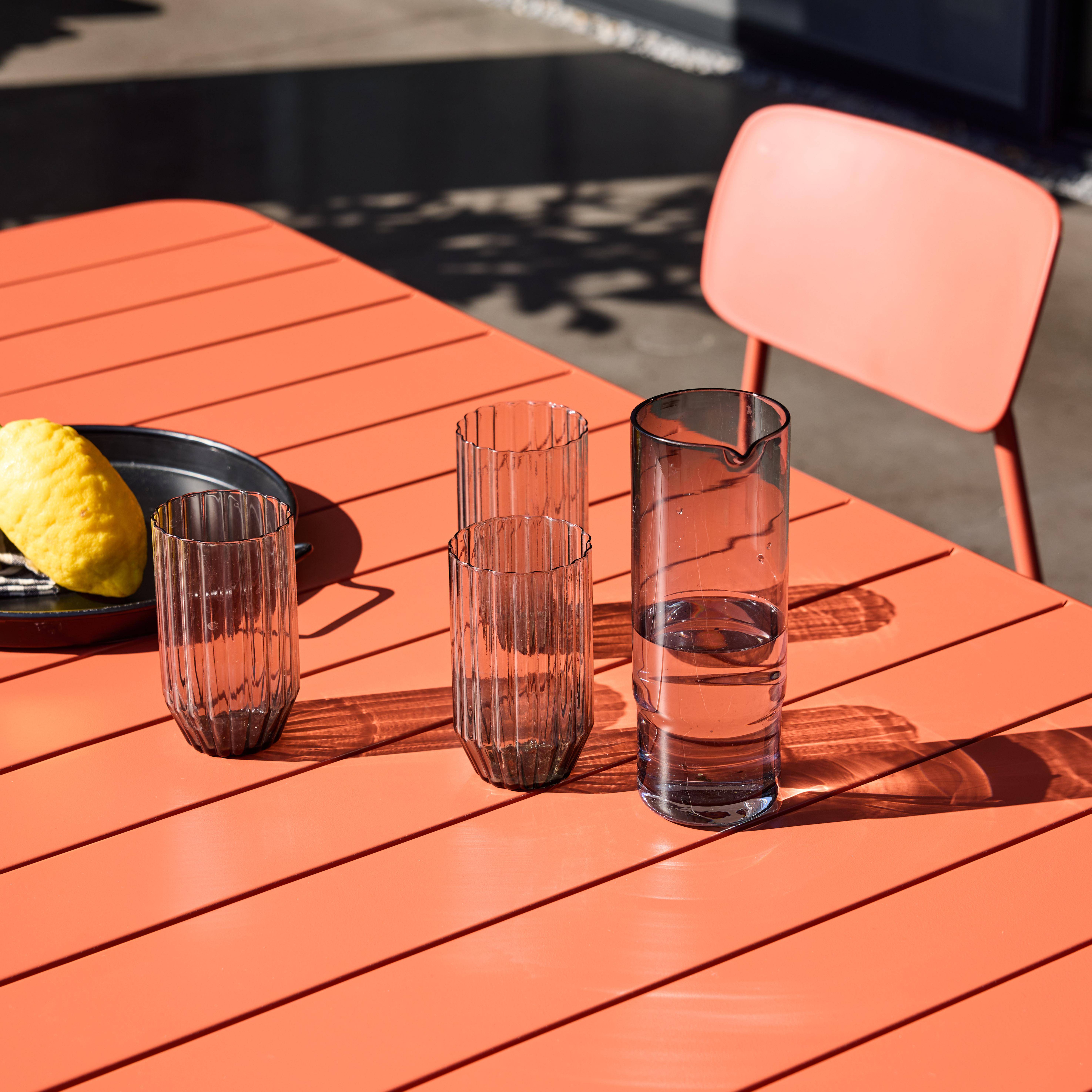 Mesa de jardín de metal con 6 sillas Terracota - 160x90x72.5 cm Photo4