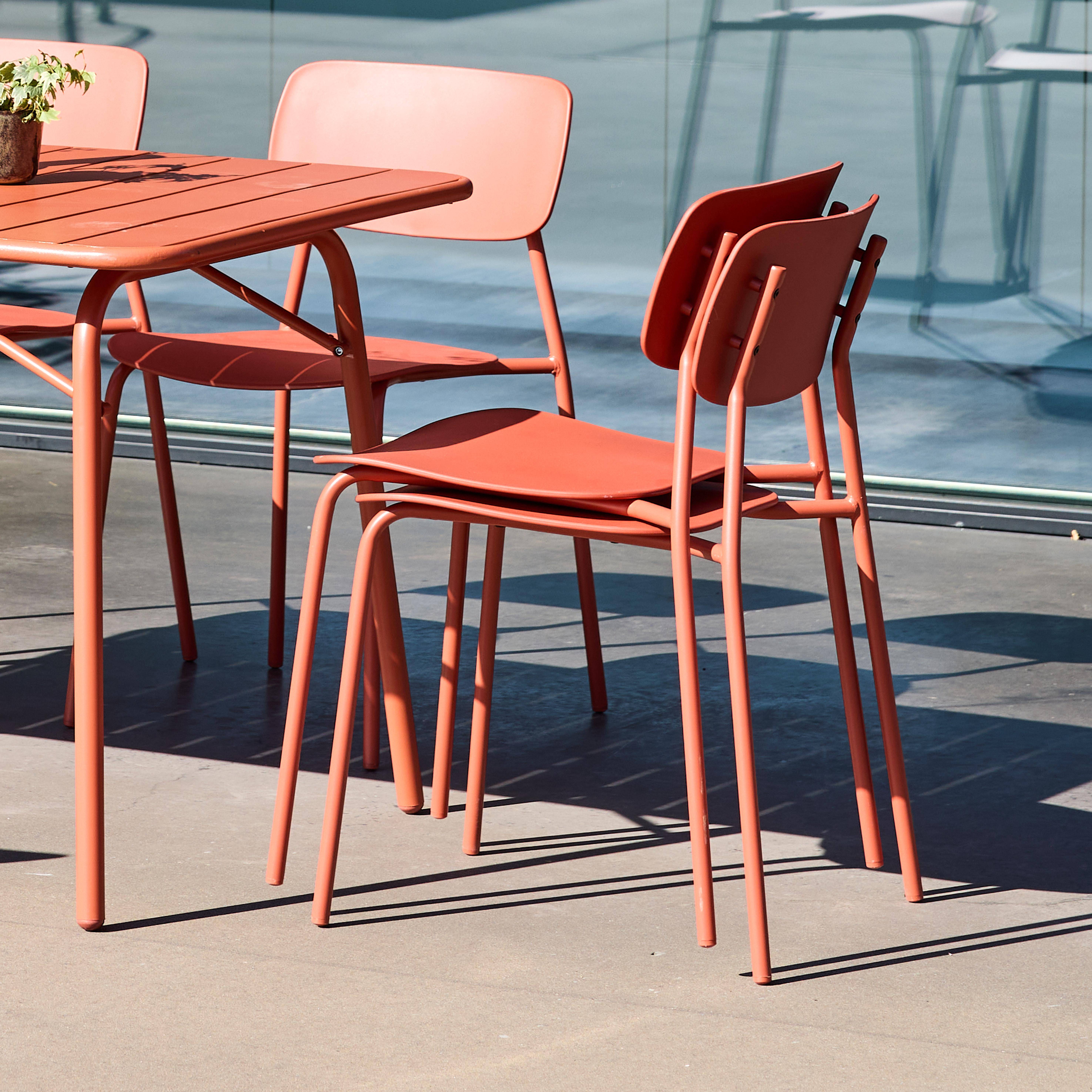 Mesa de jardín de metal con 6 sillas Terracota - 160x90x72.5 cm Photo5