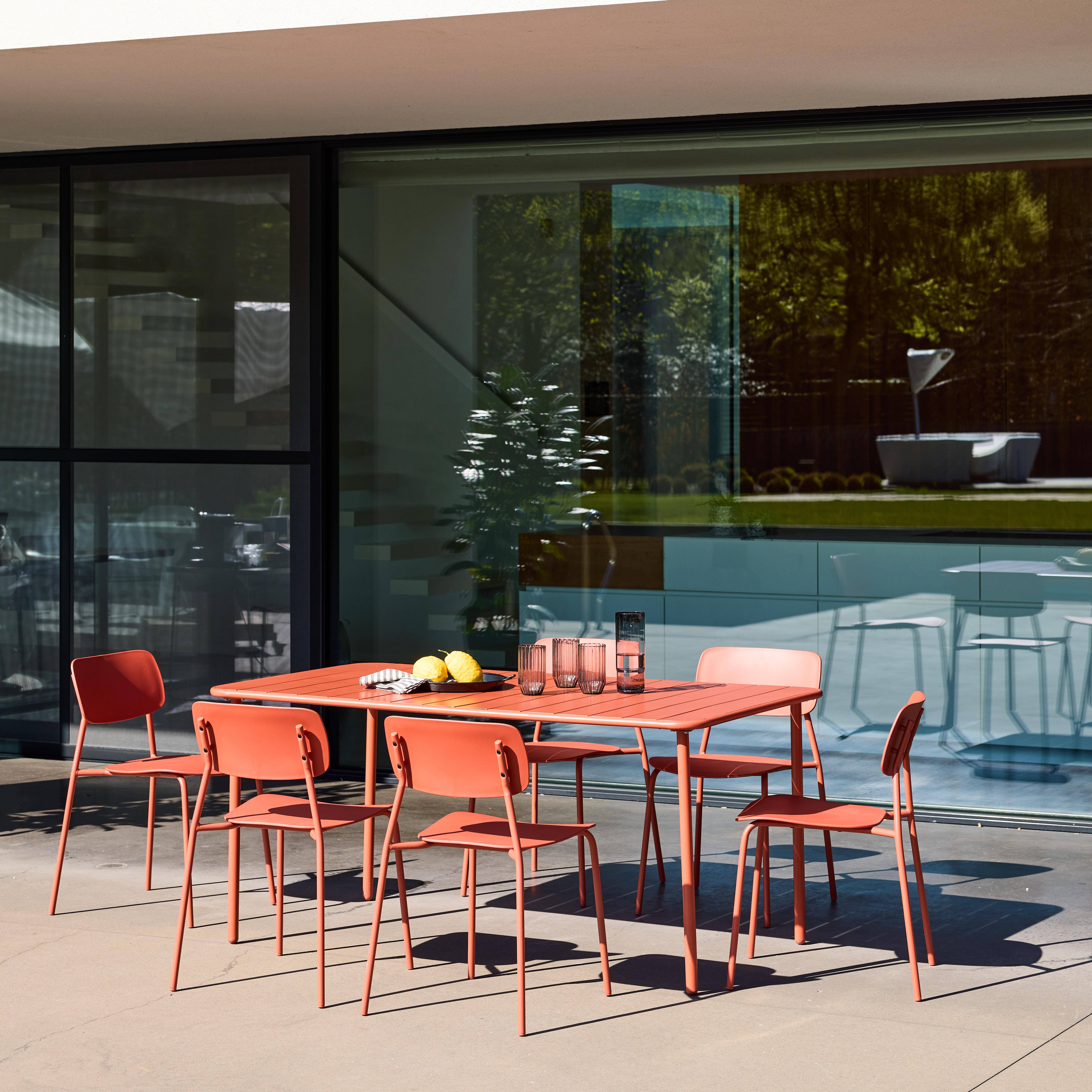 Mesa de jardín de metal con 6 sillas Terracota - 160x90x72.5 cm,sweeek,Photo1