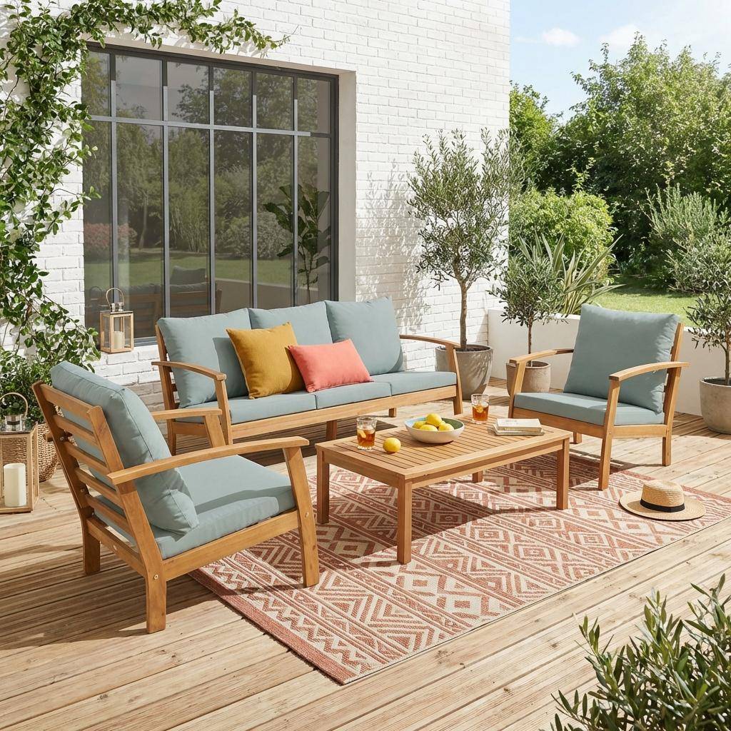 5-seater acacia wood garden lounge set, Ushuaia , 179x82.5x74.5 cm Photo1