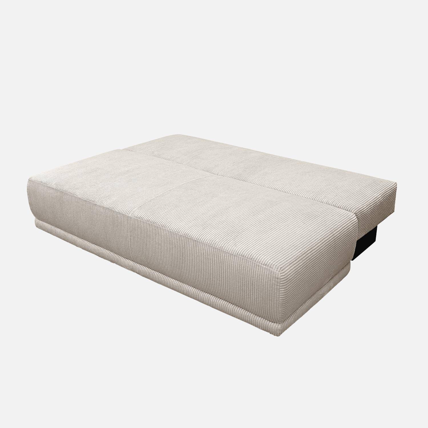 Banquette convertible 3 places velours côtelé greige avec coffre de rangement - L 192 x P 100 x H 81cm -Nelson Photo3