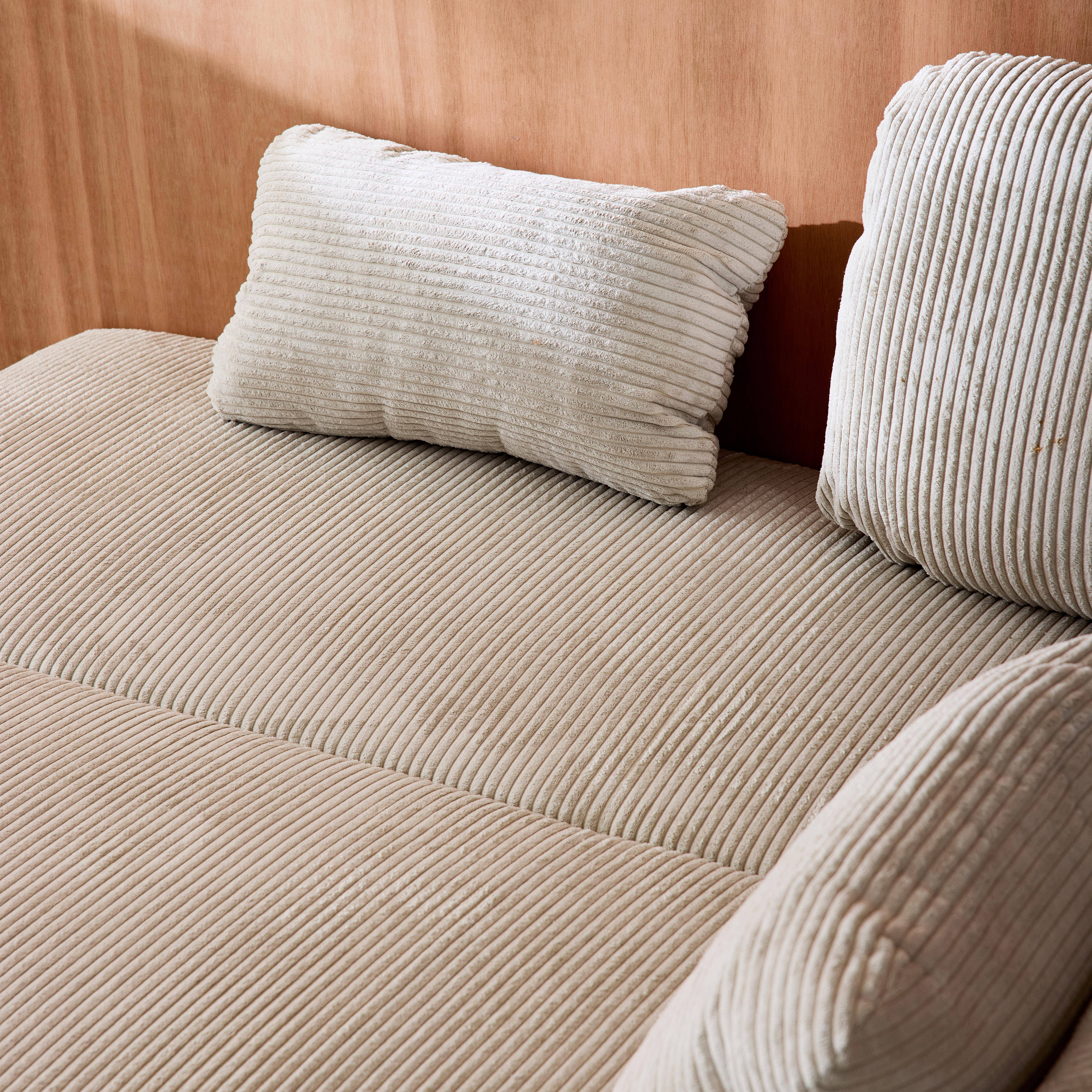 3-Sitzer Schlafsofa mit Stauraum und Cordbezug in greige - B 192 x T 100 x H 81cm - Nelson,sweeek,Photo4