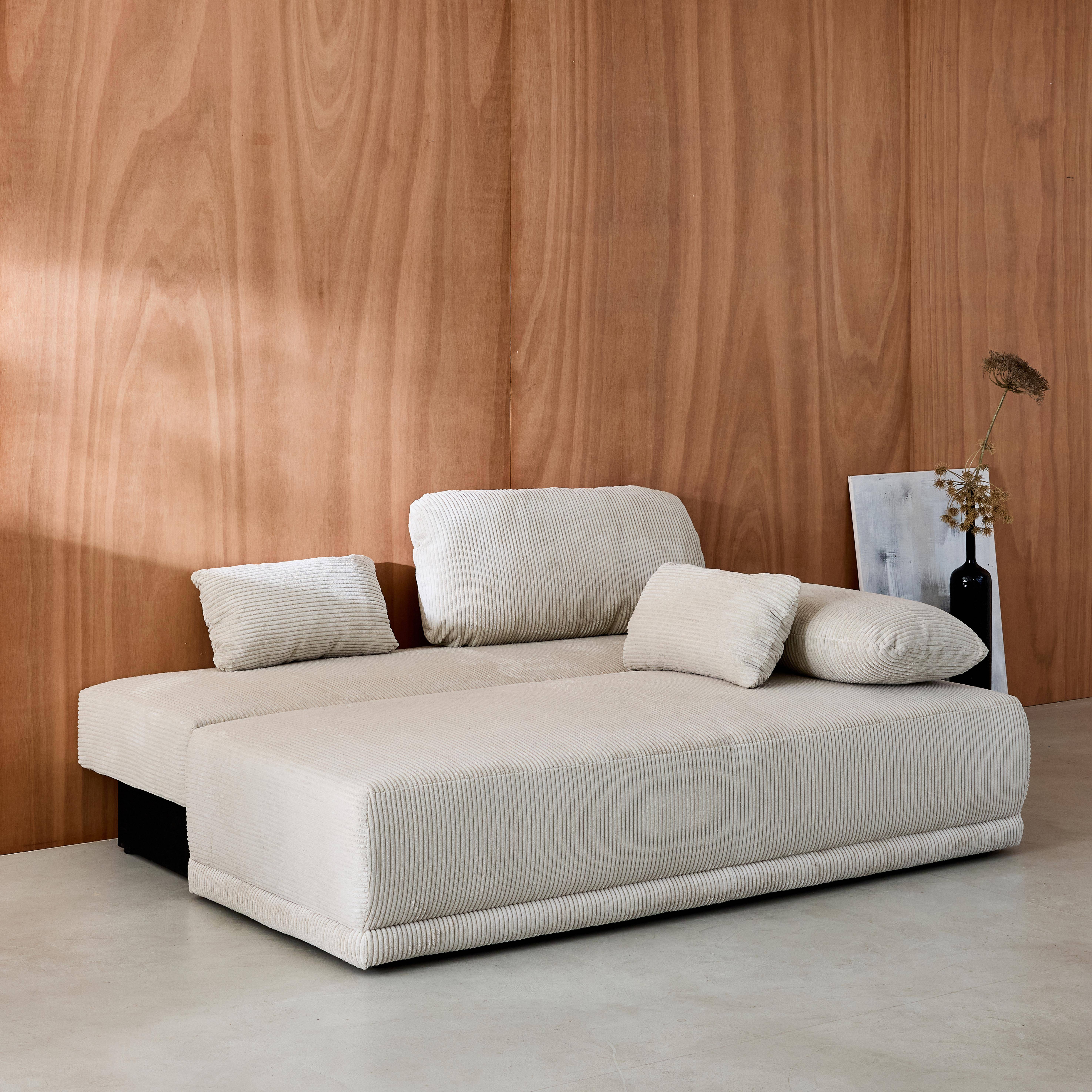 Divano letto 3 posti velluto a coste, Nelson, Grigio, 192x100x81 cm Photo3