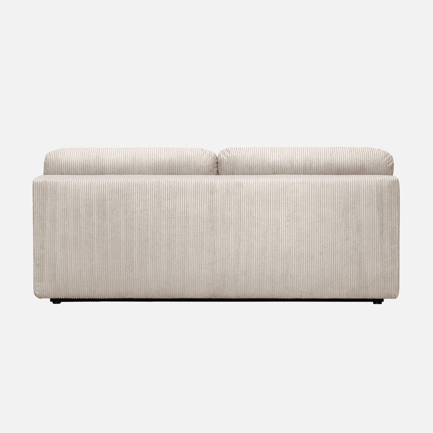 Banquette convertible 3 places velours côtelé greige avec coffre de rangement - L 192 x P 100 x H 81cm -Nelson Photo4
