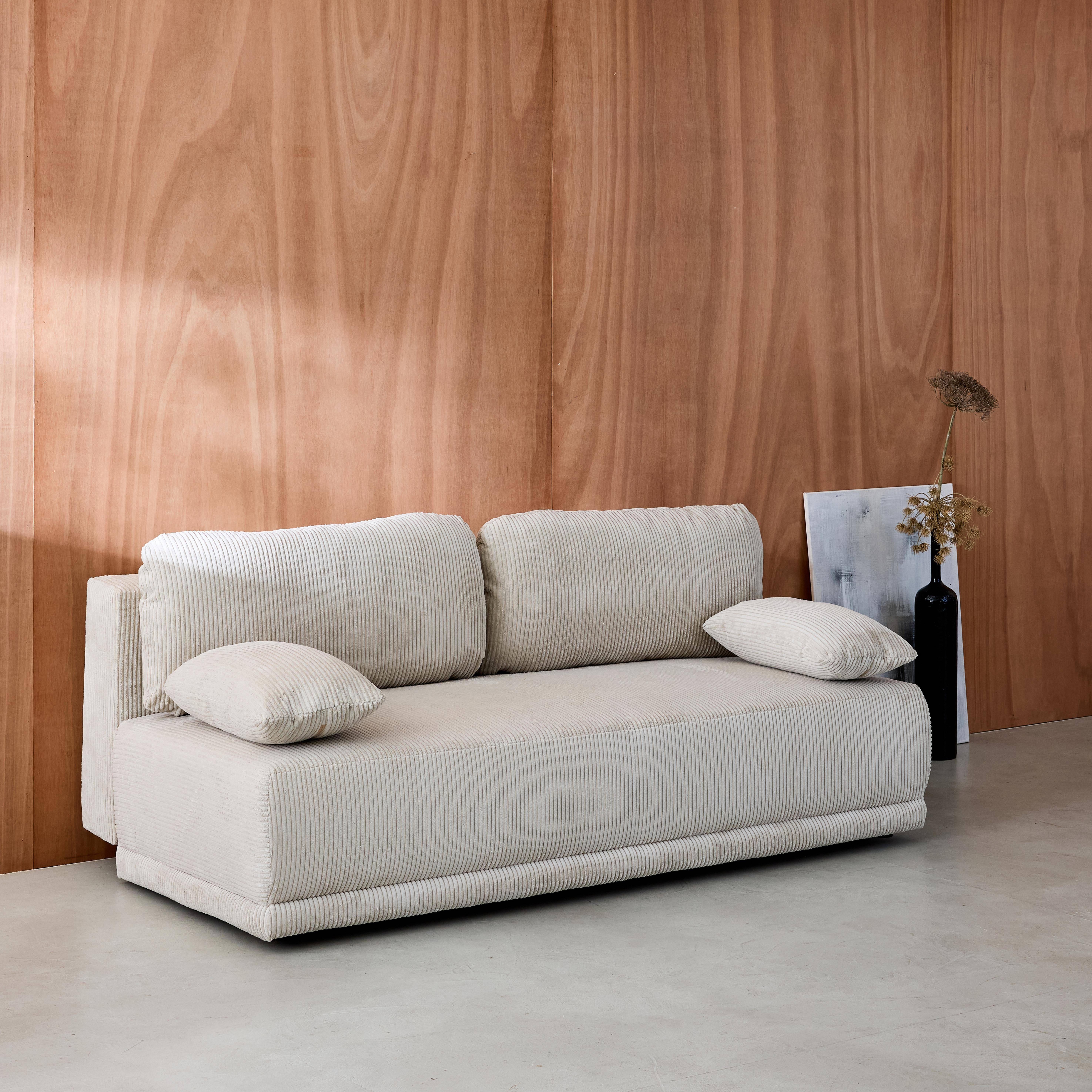 Divano letto 3 posti velluto a coste, Nelson, Grigio, 192x100x81 cm,sweeek,Photo2