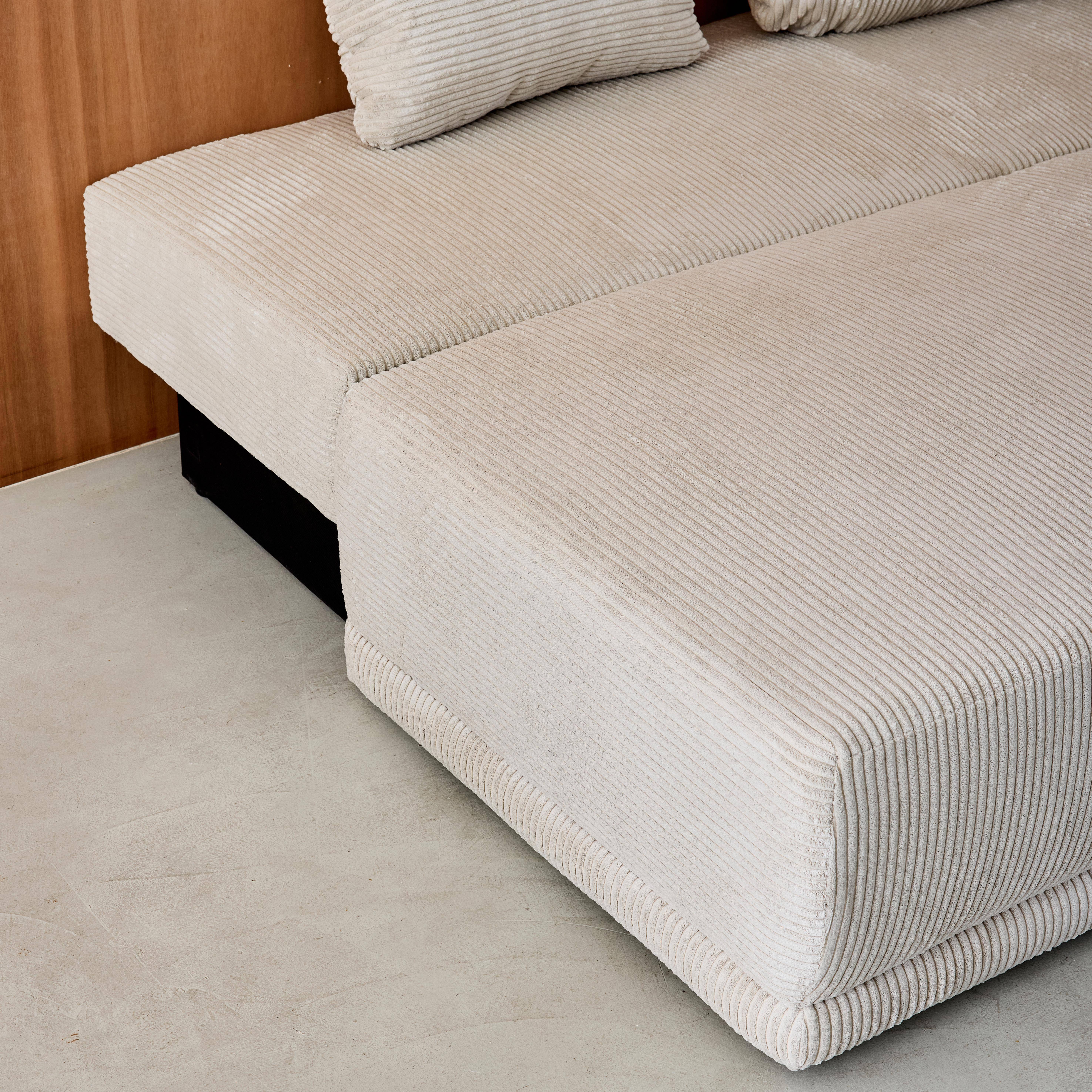 3-Sitzer Schlafsofa mit Stauraum und Cordbezug in greige - B 192 x T 100 x H 81cm - Nelson Photo5