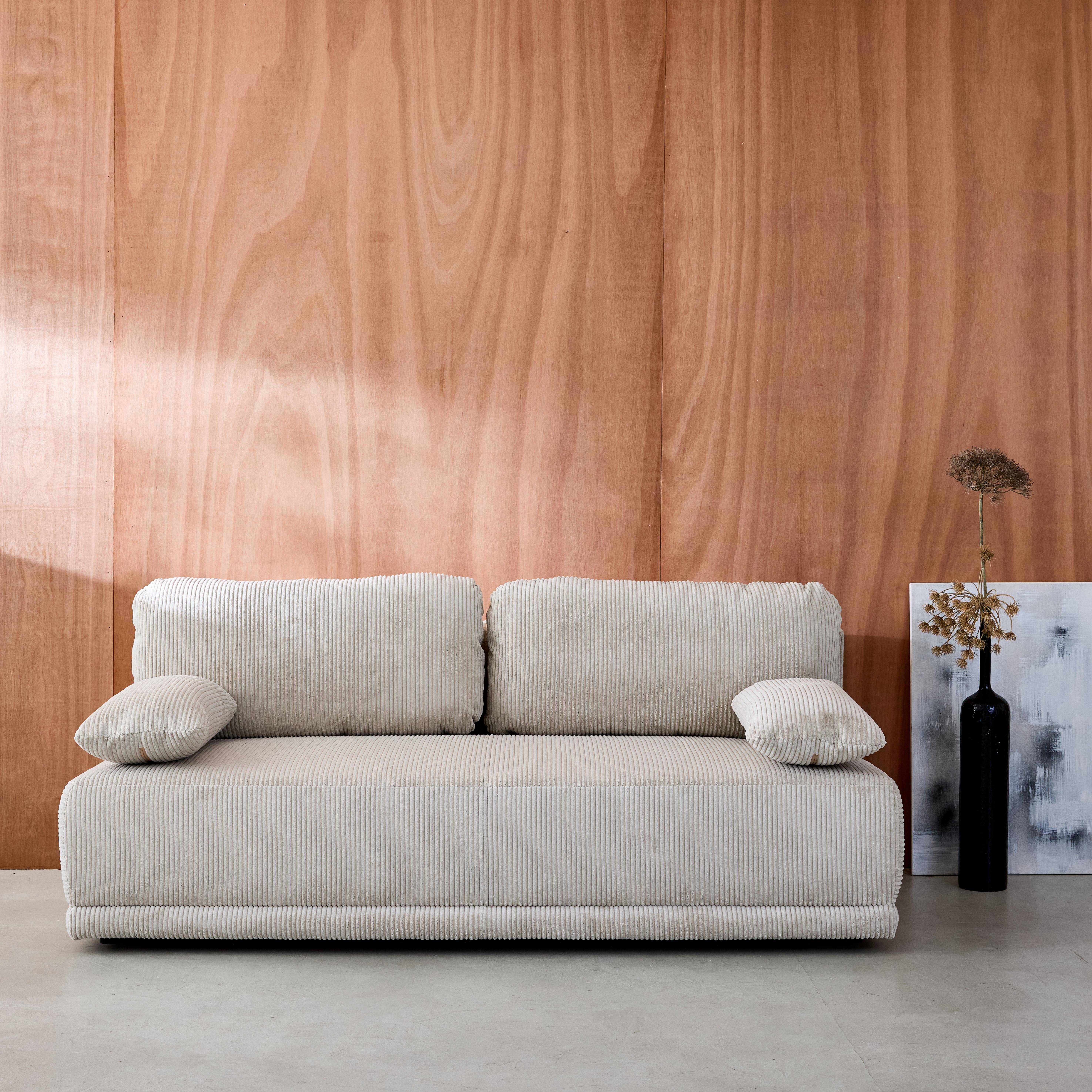 Divano letto 3 posti velluto a coste, Nelson, Grigio, 192x100x81 cm,sweeek,Photo1