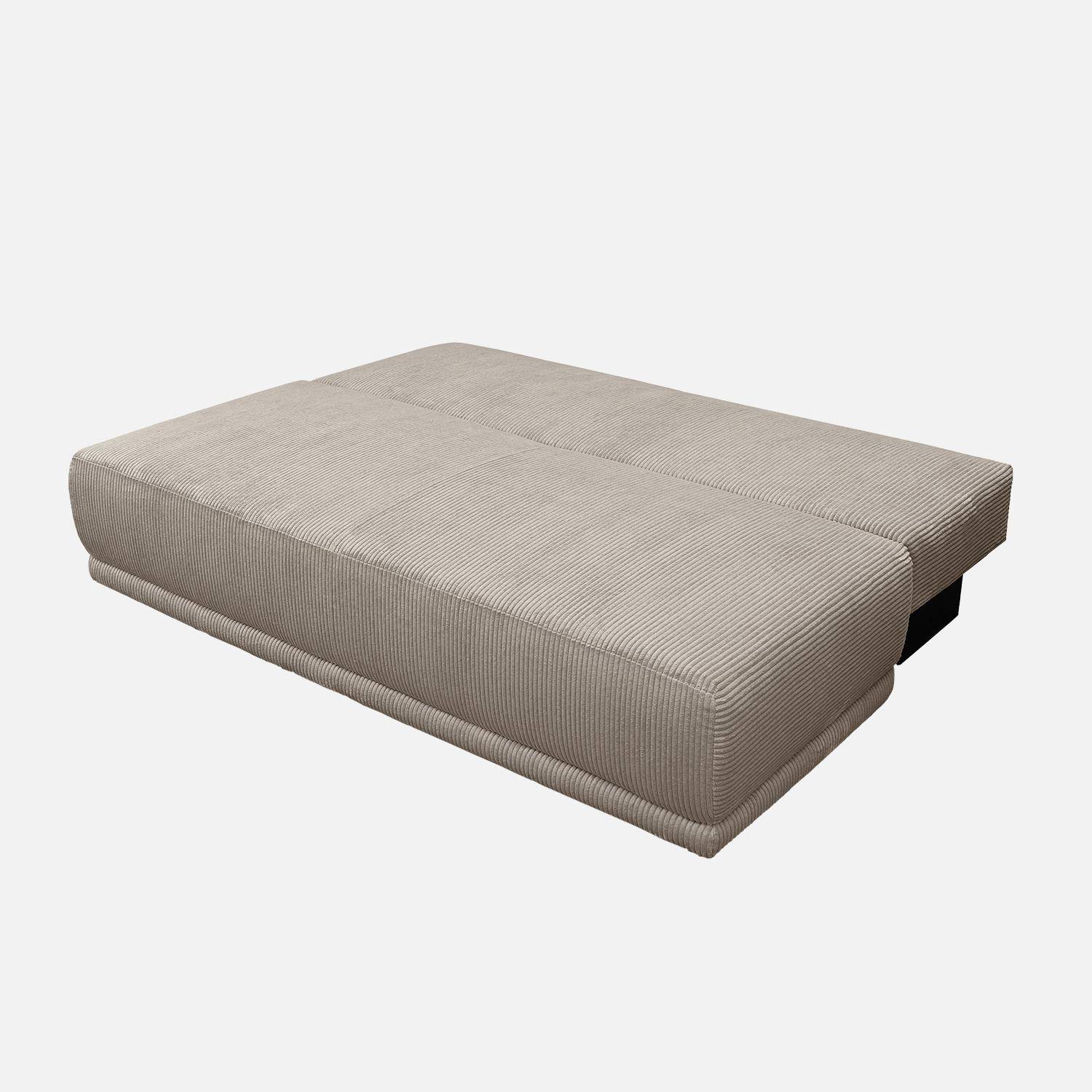 Banquette convertible 3 places velours côtelé taupe avec coffre de rangement - L 192 x P 100 x H 81cm -Nelson Photo4