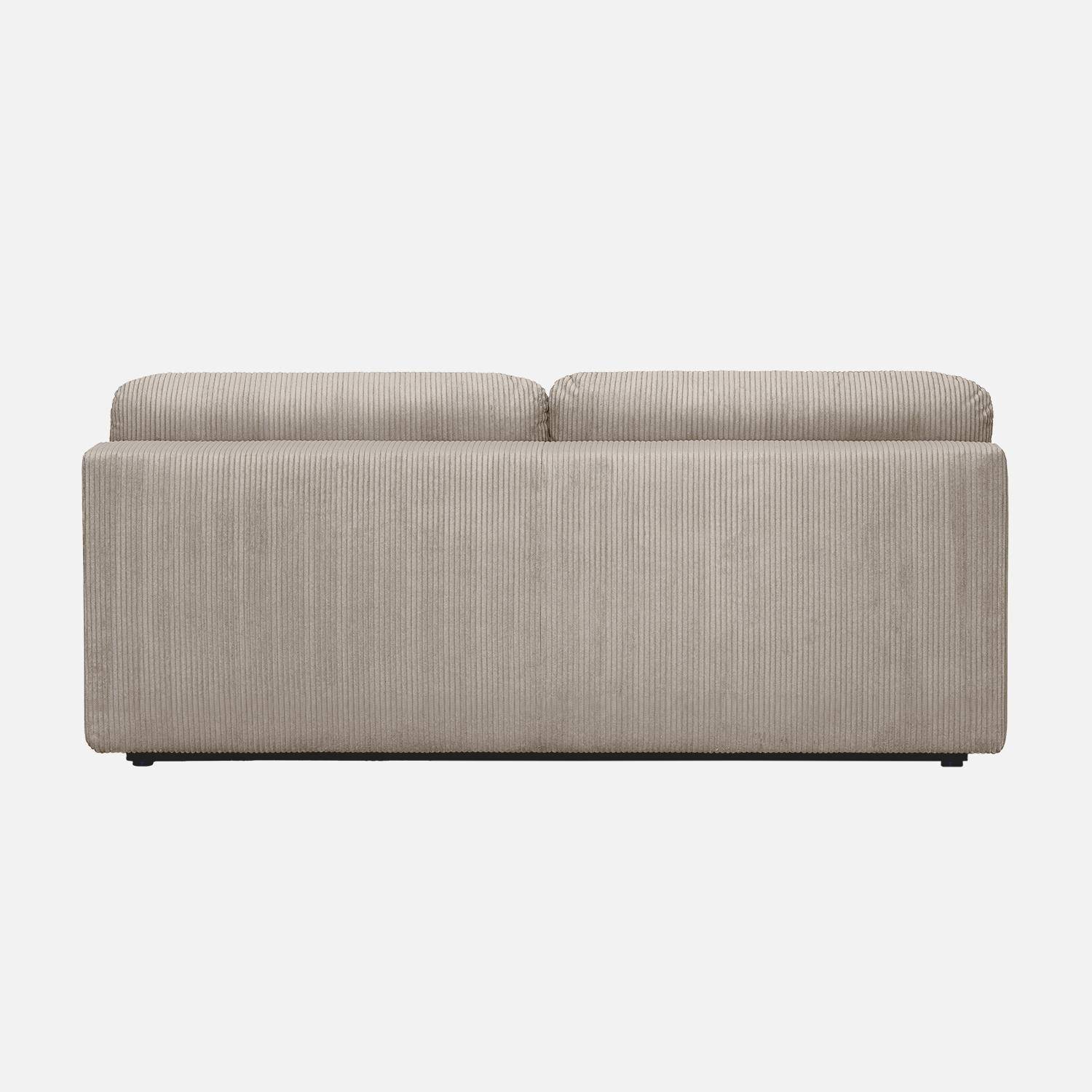 Banquette convertible 3 places velours côtelé taupe avec coffre de rangement - L 192 x P 100 x H 81cm -Nelson Photo3
