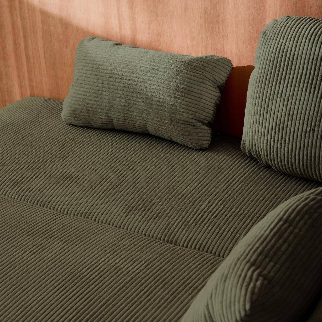 3-zits slaapbank van corduroy met opbergruimte kaki 192 x 100 x 81cm - Nelson Photo4