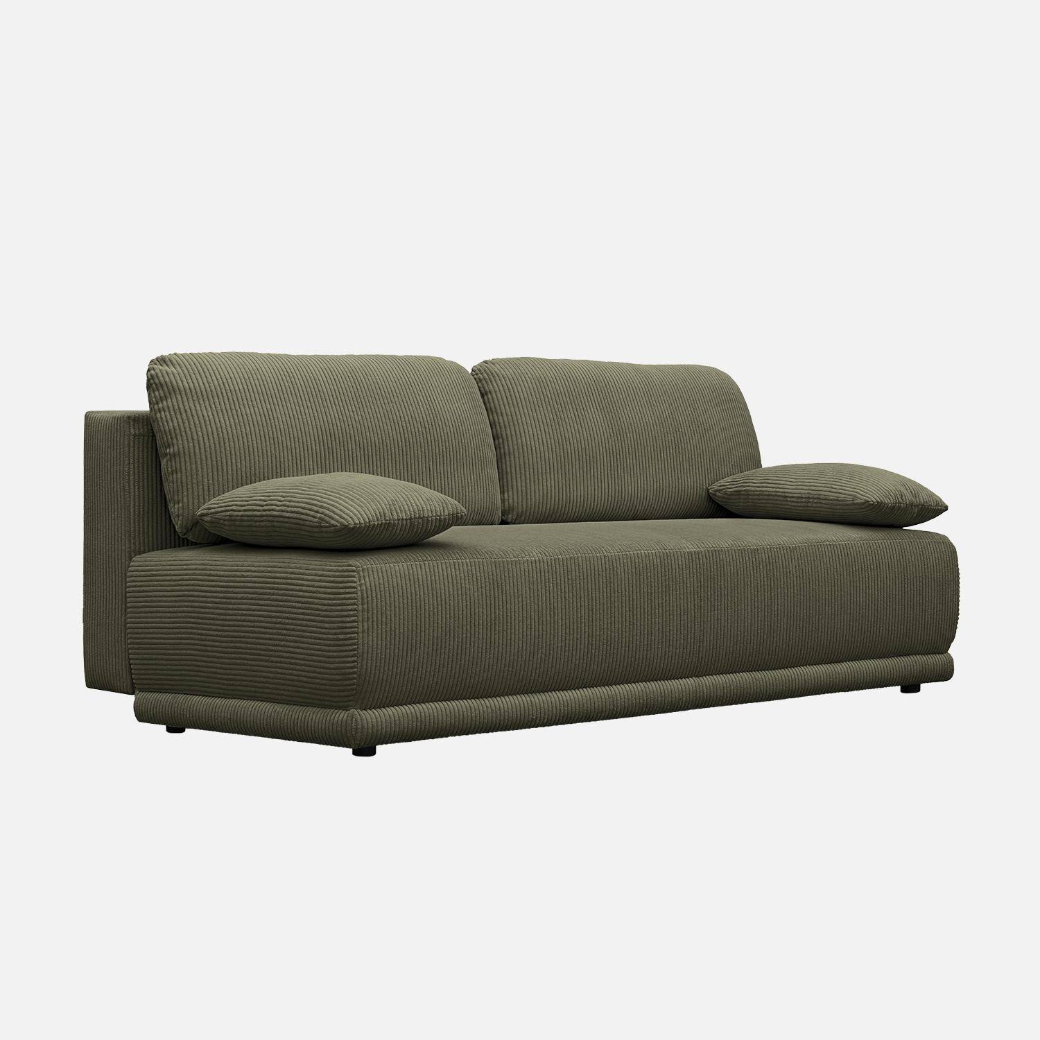 3-zits slaapbank van corduroy met opbergruimte kaki 192 x 100 x 81cm - Nelson,sweeek,Photo6