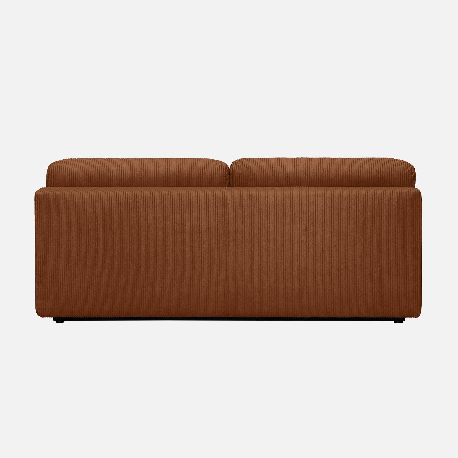 Banquette convertible 3 places velours côtelé camel avec coffre de rangement - L 192 x P 100 x H 81cm -Nelson Photo4