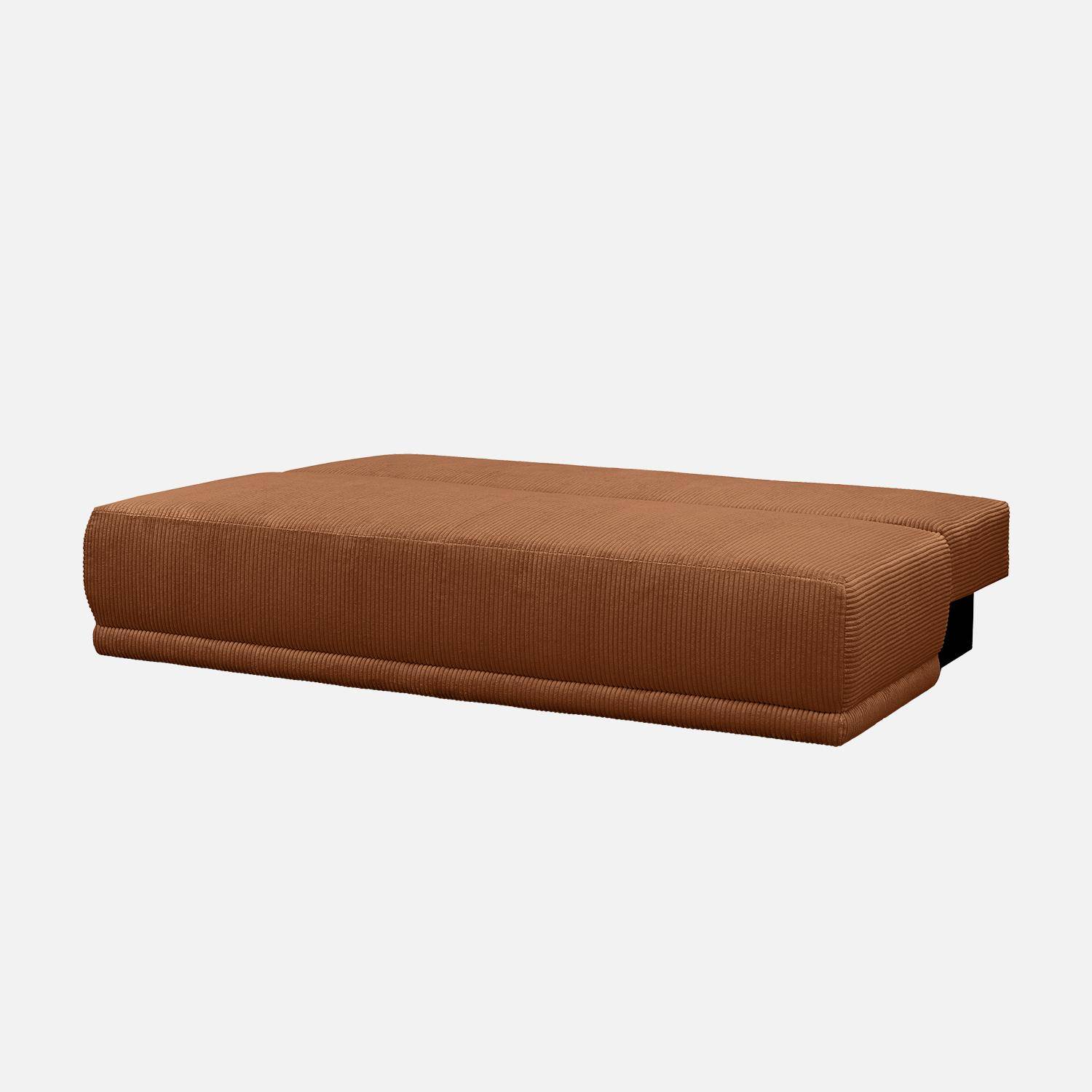 Banquette convertible 3 places velours côtelé camel avec coffre de rangement - L 192 x P 100 x H 81cm -Nelson,sweeek,Photo3