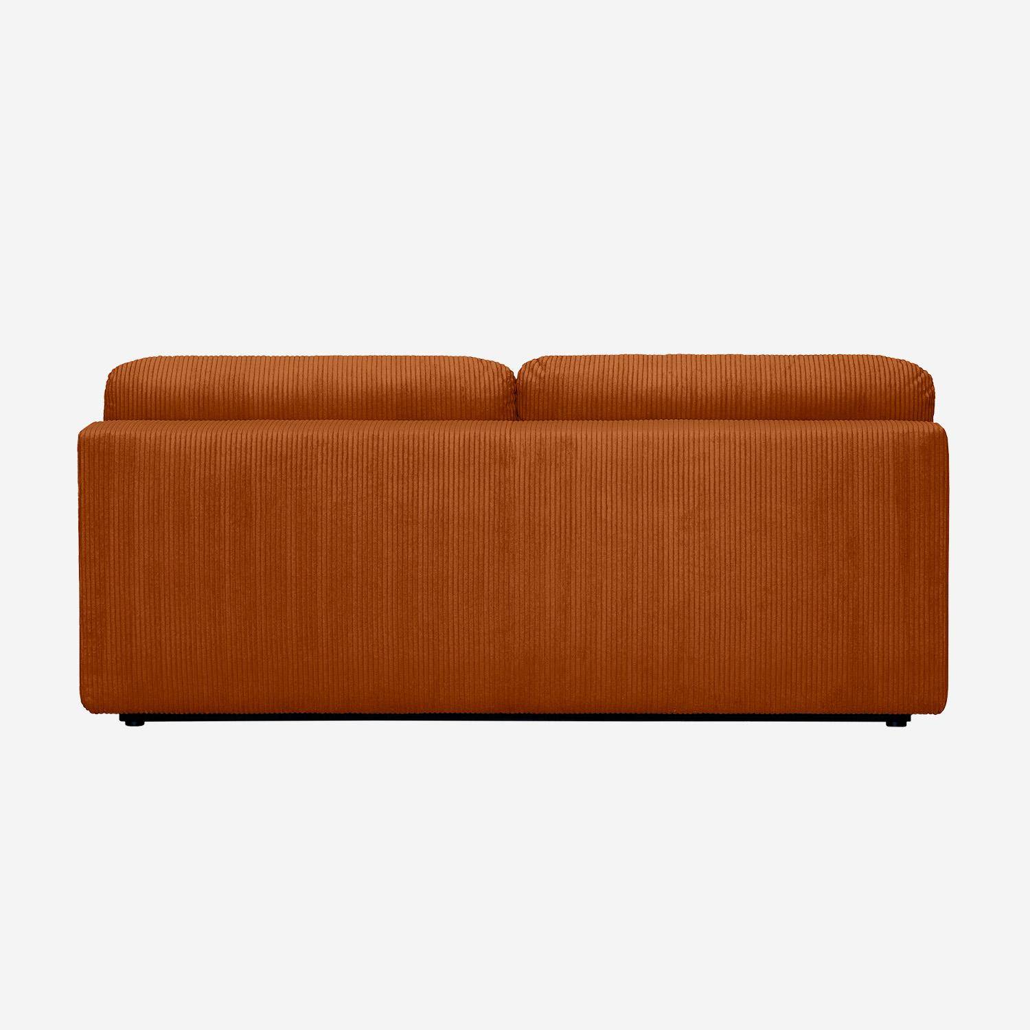 Banquette convertible 3 places velours côtelé camel avec coffre de rangement - L 192 x P 100 x H 81cm -Nelson,sweeek,Photo4