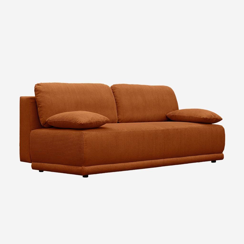 Banquette convertible 3 places velours côtelé camel avec coffre de rangement - L 192 x P 100 x H 81cm -Nelson Photo6