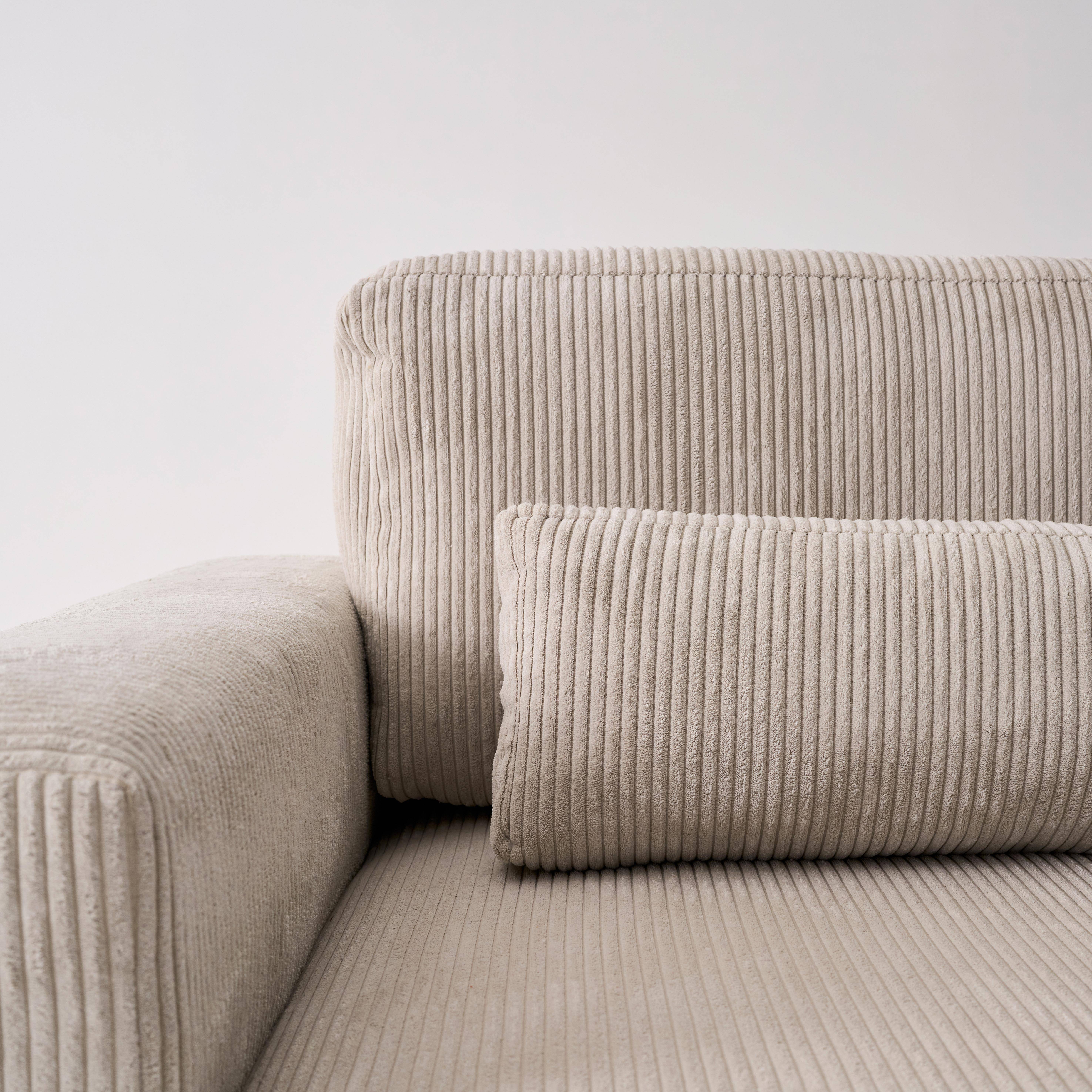 Canapé d'angle convertible réversible 5 places velours côtelé greige avec coffre de rangement - Theo,sweeek,Photo3