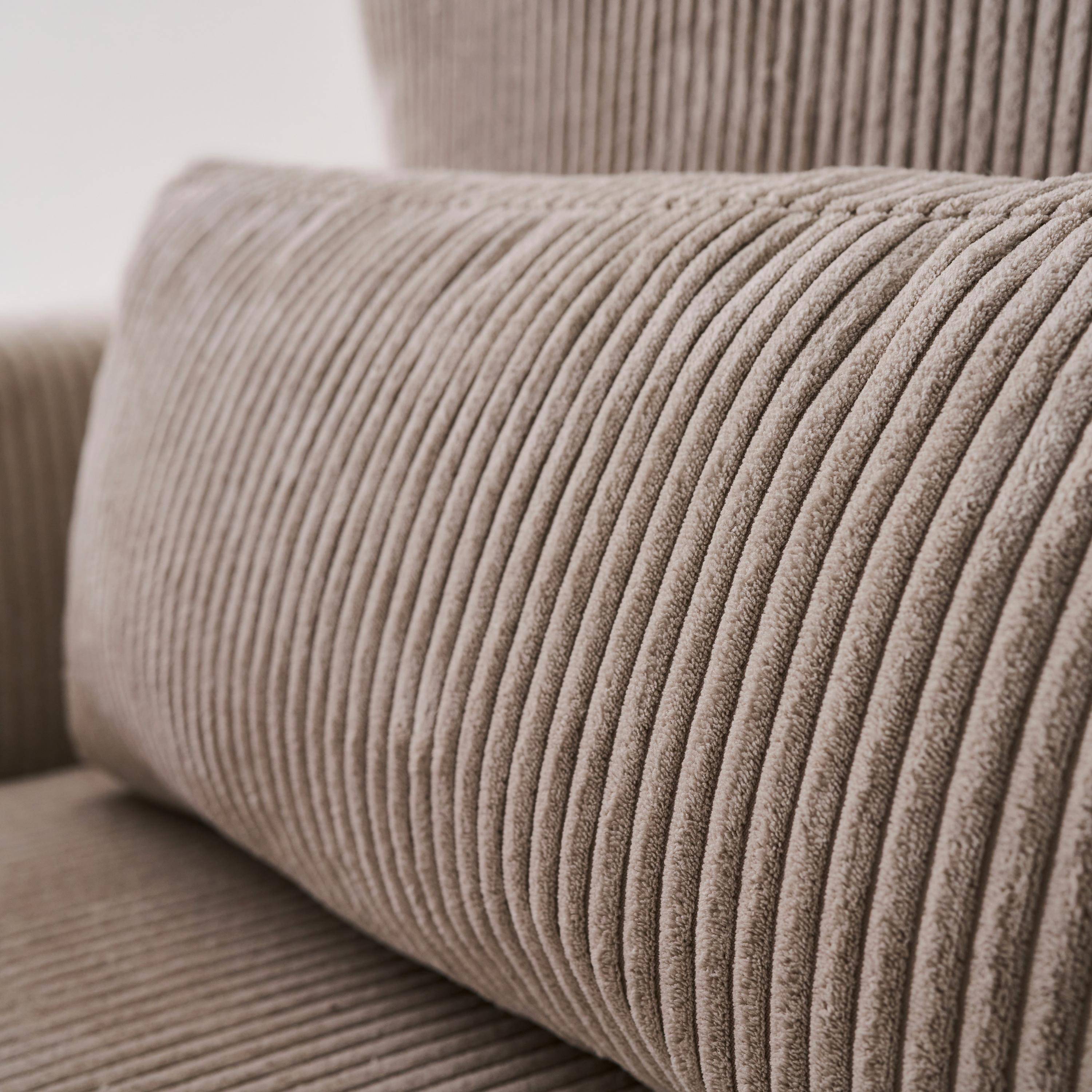 Canapé d'angle convertible réversible 5 places velours côtelé taupe avec coffre de rangement - Theo Photo4