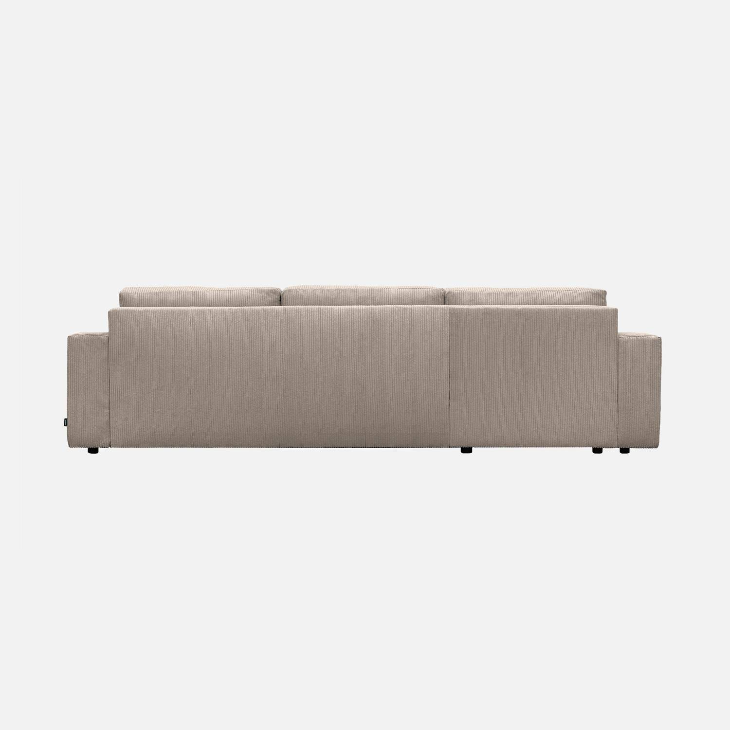Canapé d'angle convertible réversible 5 places velours côtelé taupe avec coffre de rangement - Theo Photo4