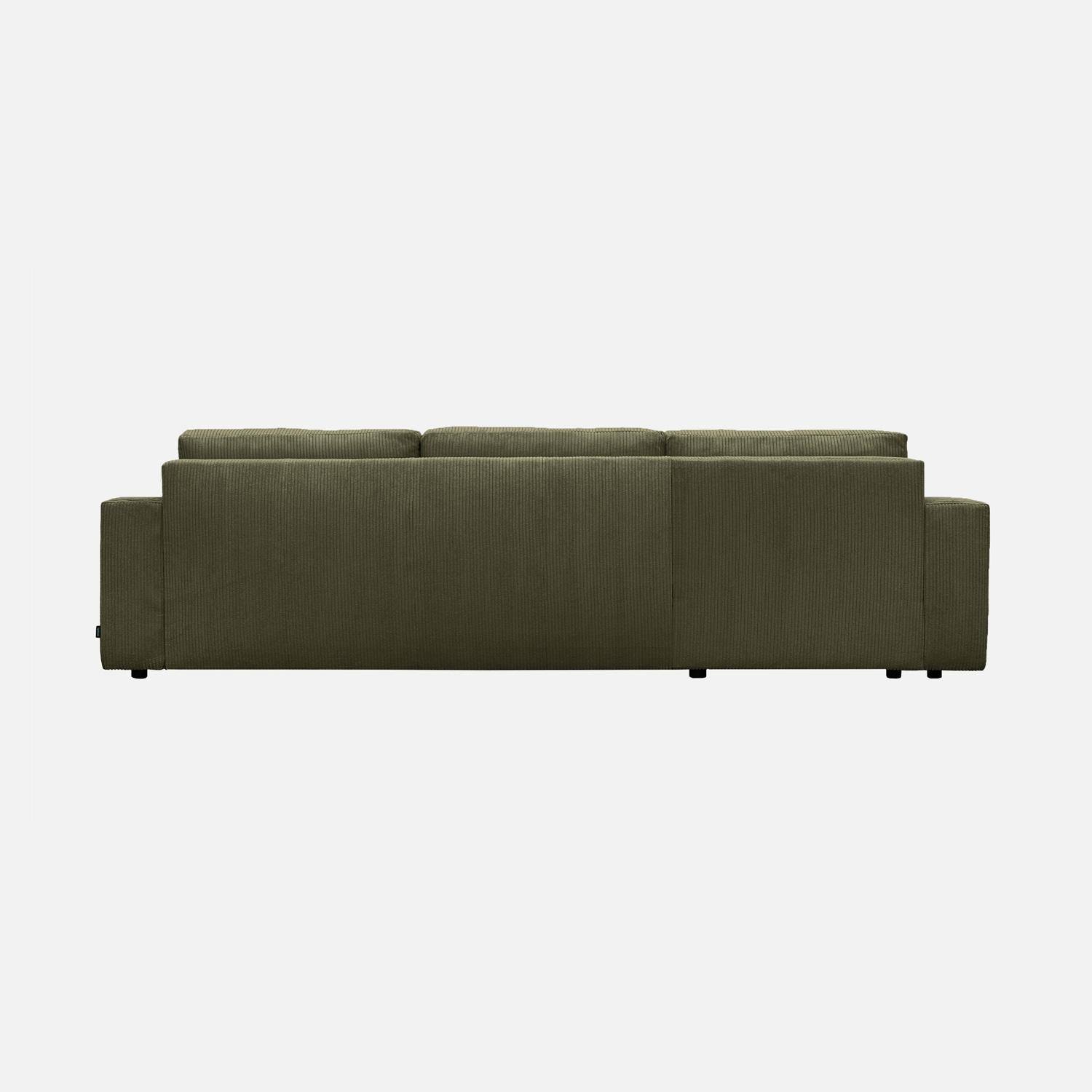 Sofá cama esquinero de pana fina, 5 plazas  Verde kaki - 298x155x85 cm Photo8