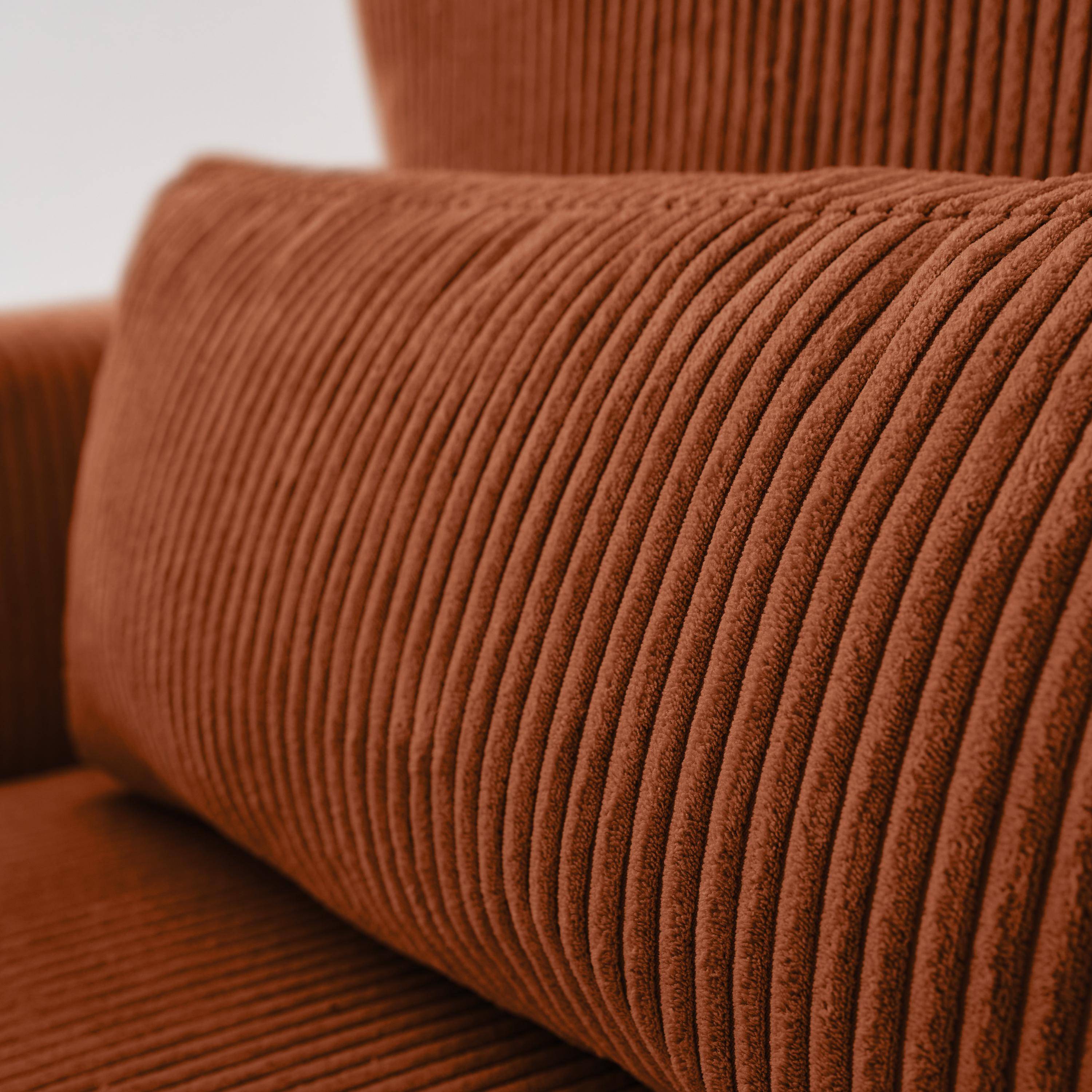 Narożnik rozkładany dwustronny ze sztruksu w prążki z pojemnikiem do przechowywania, kolor camelowy, 5-osobowy - Theo,sweeek,Photo3