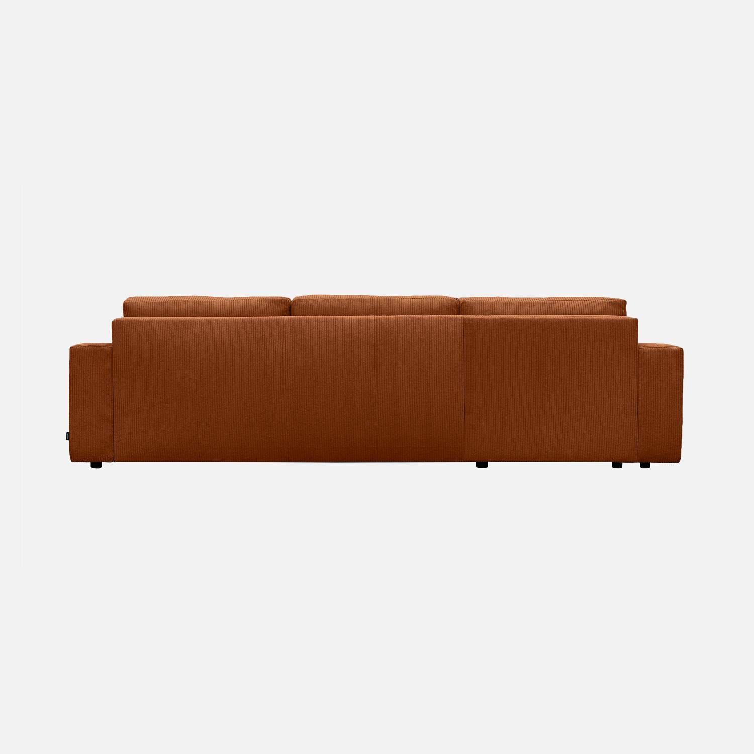 Sofá esquinero convertible reversible de  pana fina, 5 plazas , Theo, Camel, 298x155x85 cm,sweeek,Photo5