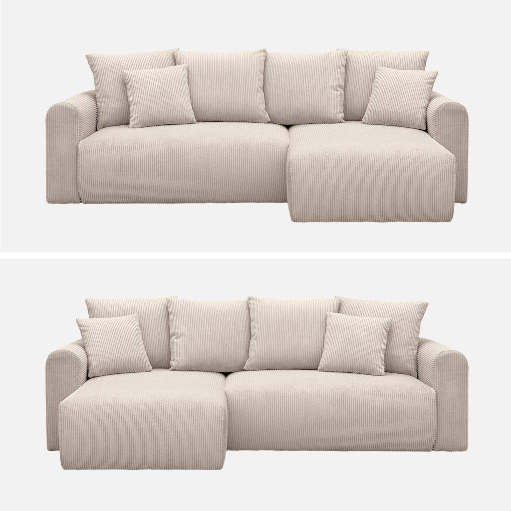 3-Sitzer Ecksofa mit Schlaffunktion, Bettkasten und Cordbezug in greige - Almo Photo9