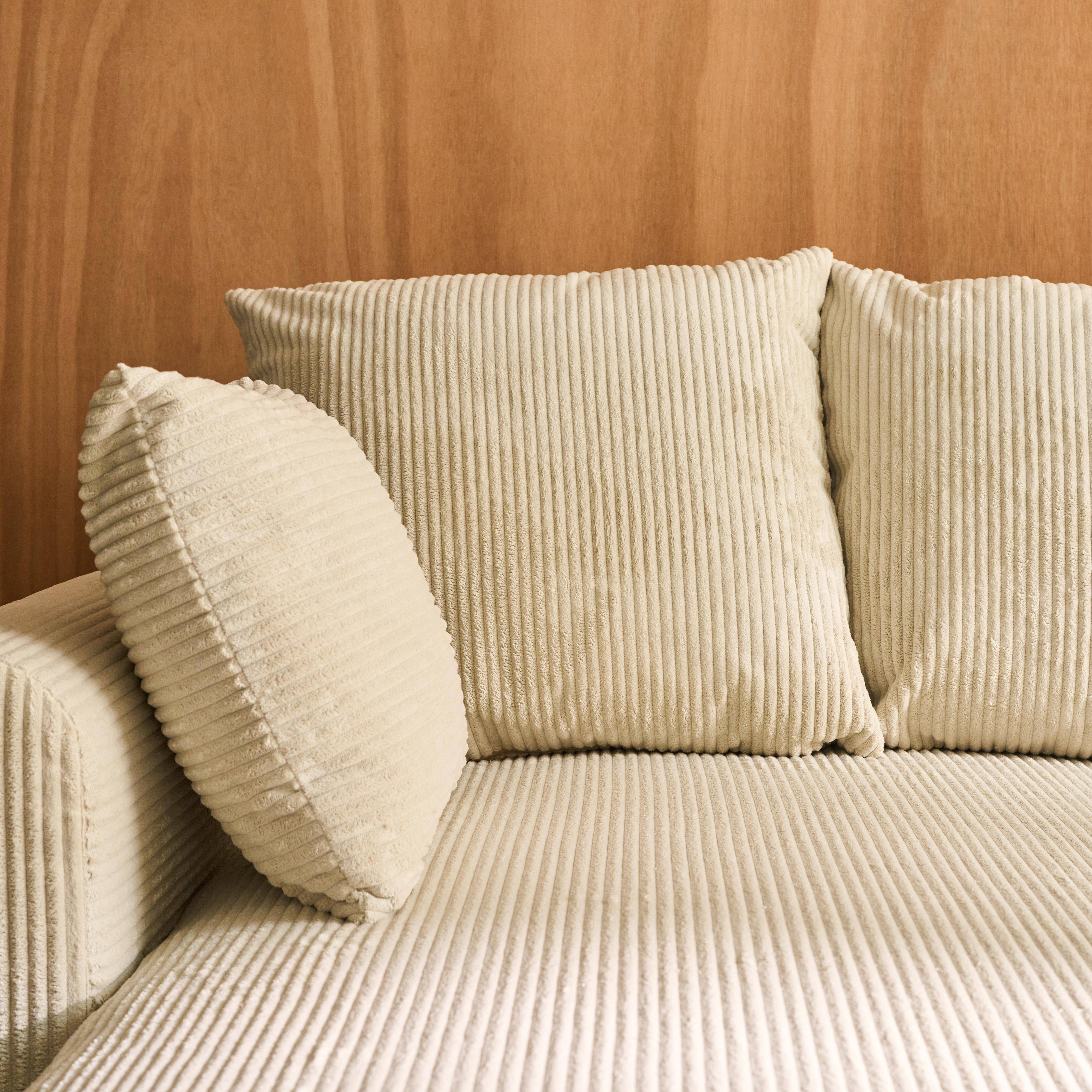 Sofá cama esquinero convertible de pana fina de 3 plazas Gris beige - 240x147x85 cm,sweeek,Photo3