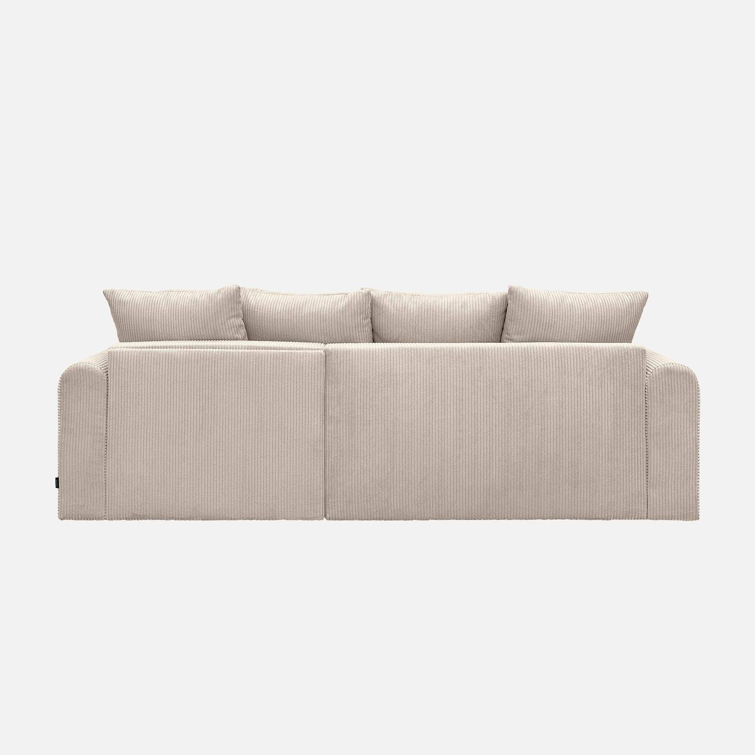 Canapé d'angle convertible réversible 3 places velours côtelé greige avec coffre de rangement - Almo Photo11