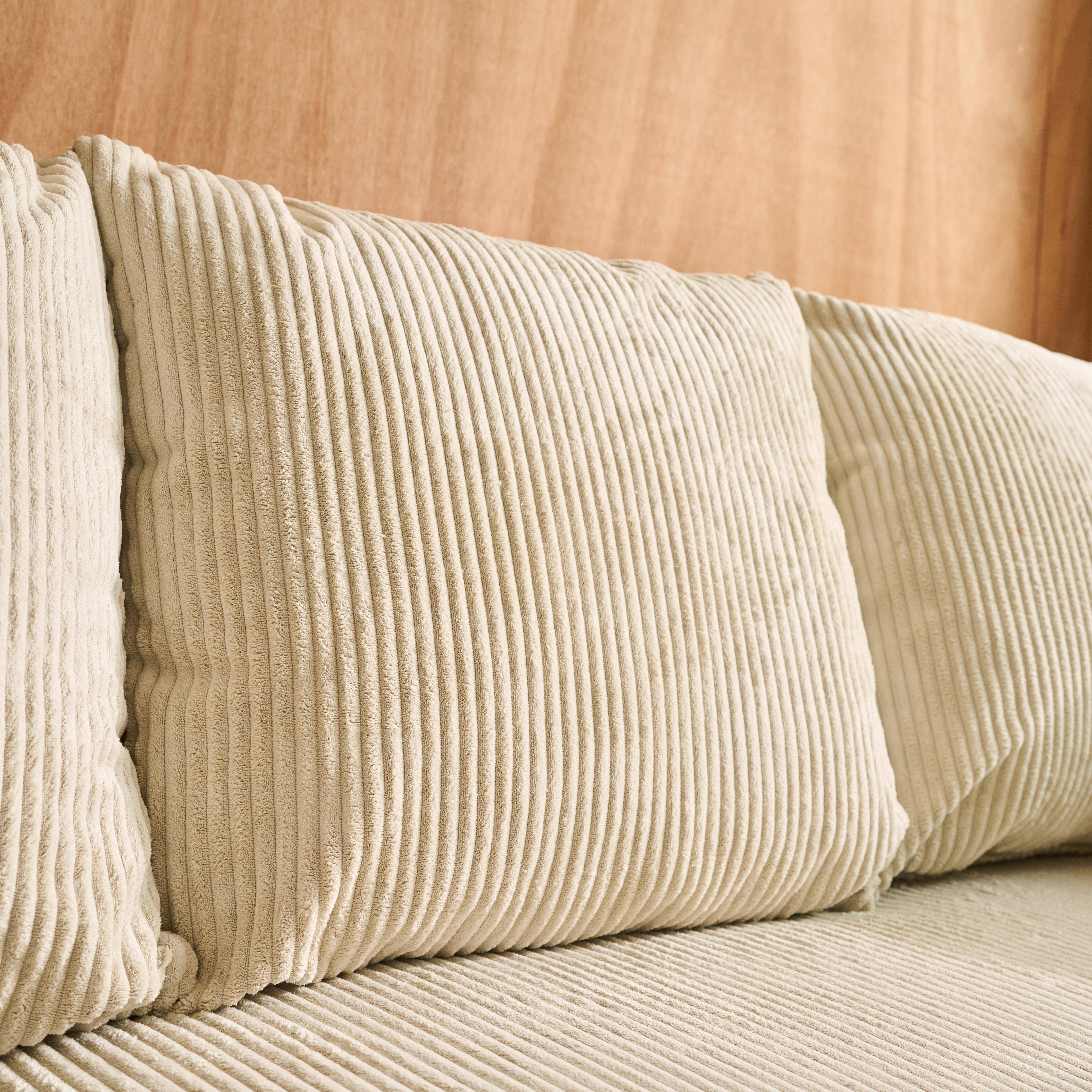 Sofá cama esquinero convertible de pana fina de 3 plazas Gris beige - 240x147x85 cm,sweeek,Photo6