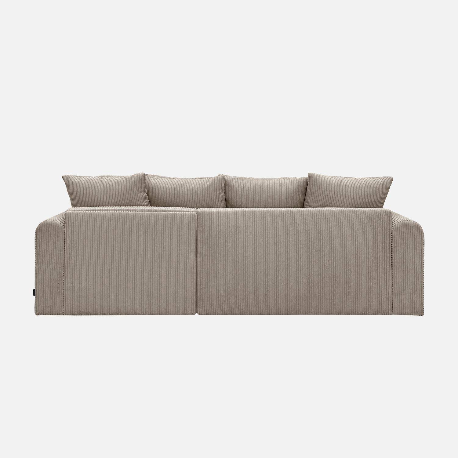 Sofá esquinero convertible reversible de 3 plazas de pana fina, Almo, Pardo, 240x147x85 cm,sweeek,Photo5